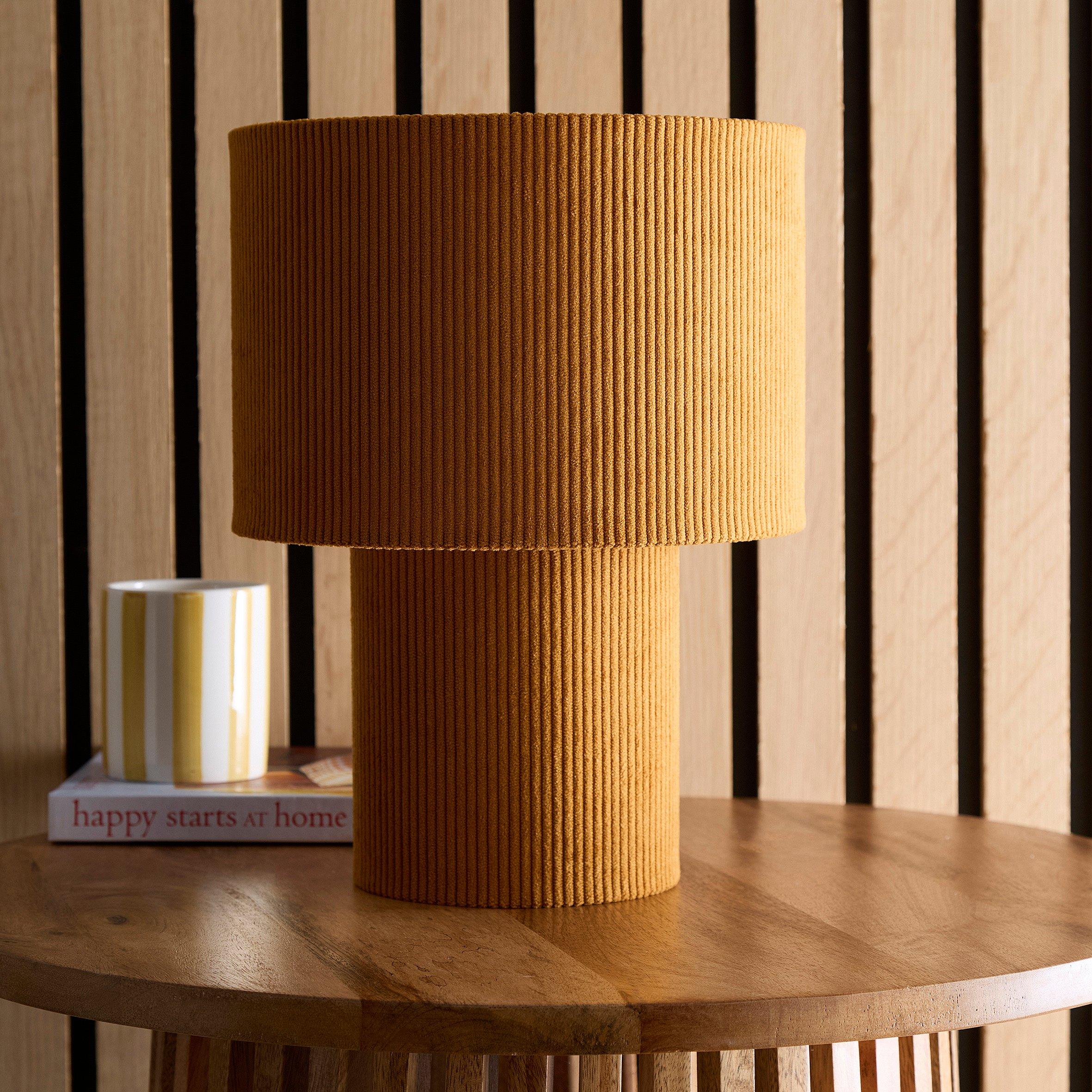 Brown - K Living - Tokyo Brown Velvet Stripe Table Lamp - 1