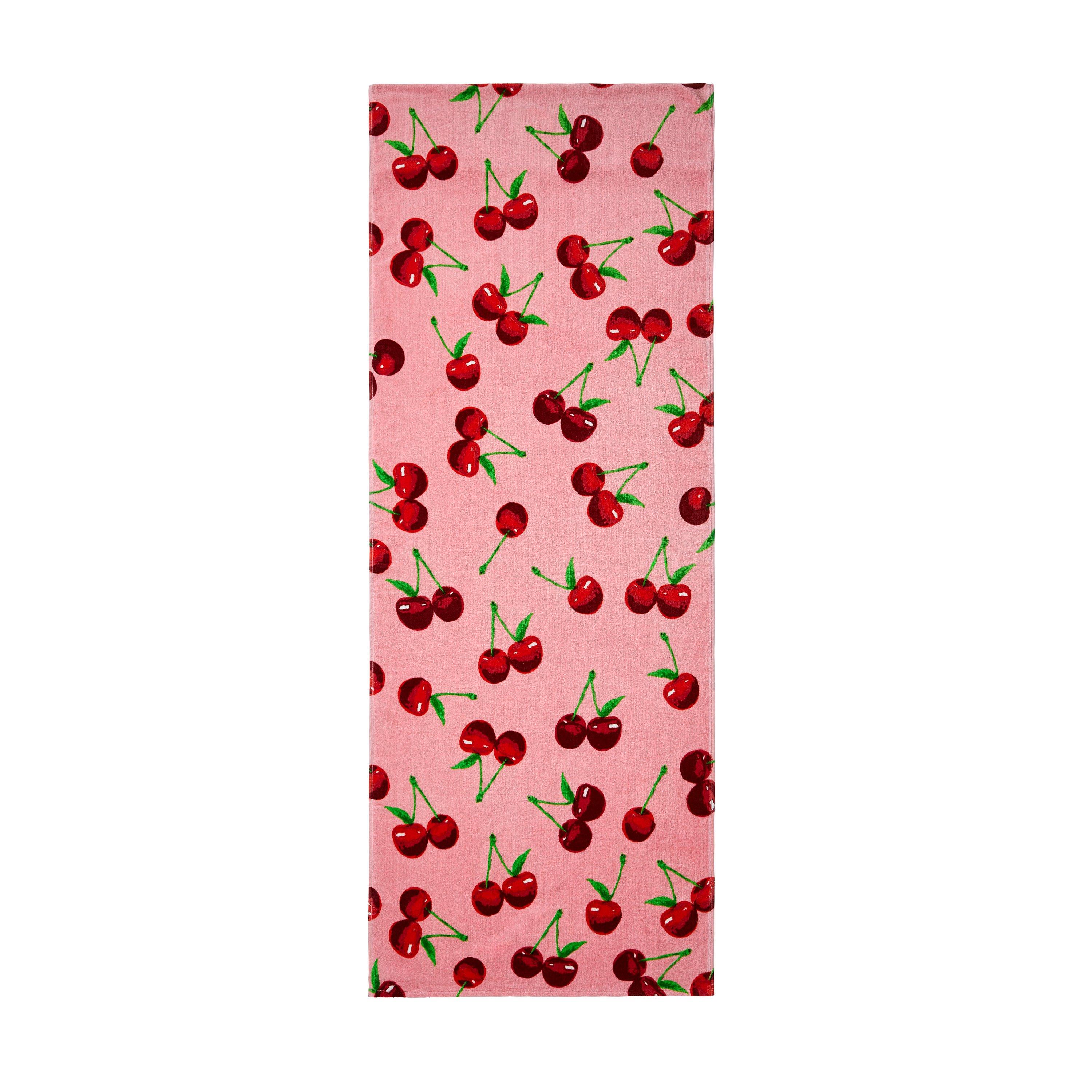 Pink - Catherine Lansfield - Cherries Cotton Beach Sun Lounger Towel - 4