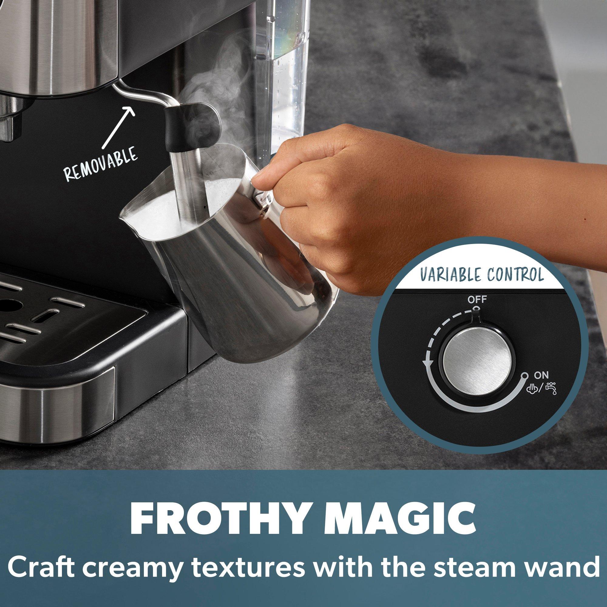 Silver - Daewoo Electricals - 20 BAR ESPRESSO COFFEE MAKER WITH STEAM WAND - 4