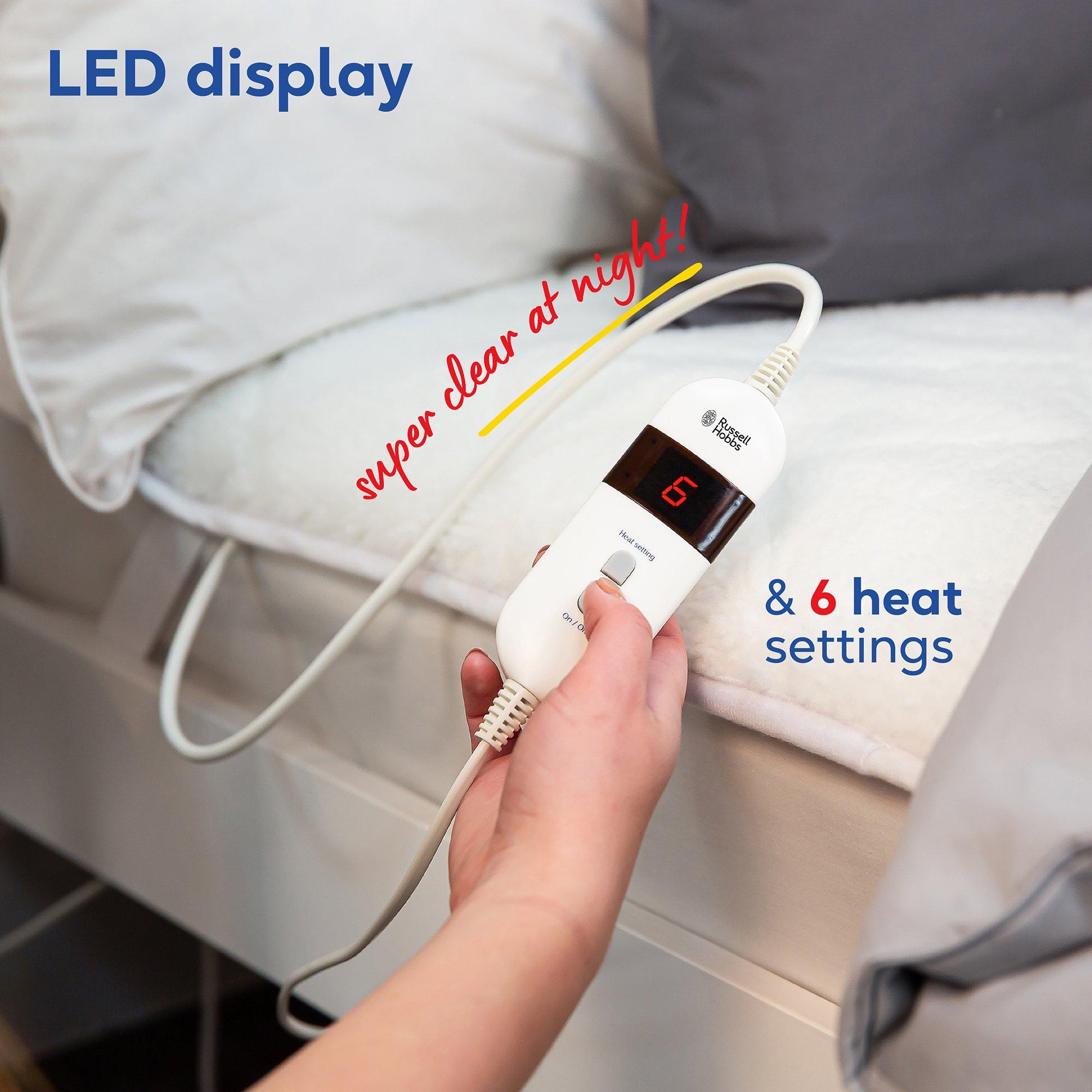 White - Russell Hobbs - RHEDB8002 Fleece Electric Blanket - 7