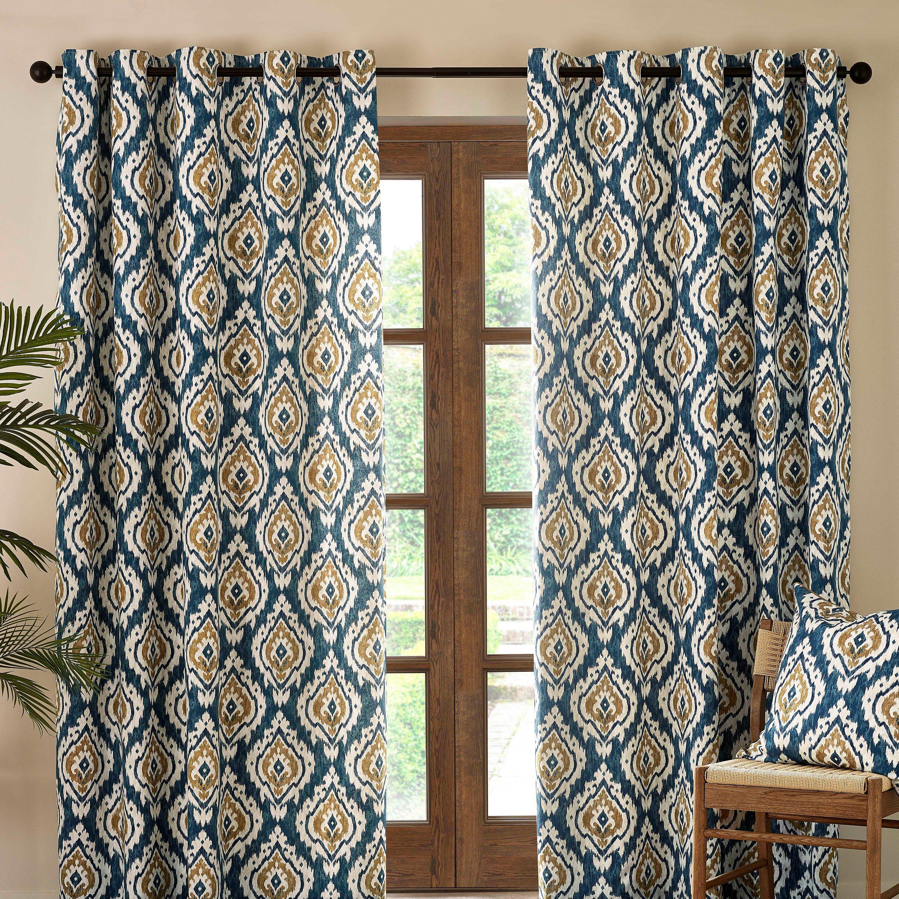 Teal Green - Pineapple Elephant - Suri Geo Lined Eyelet Curtains - 2