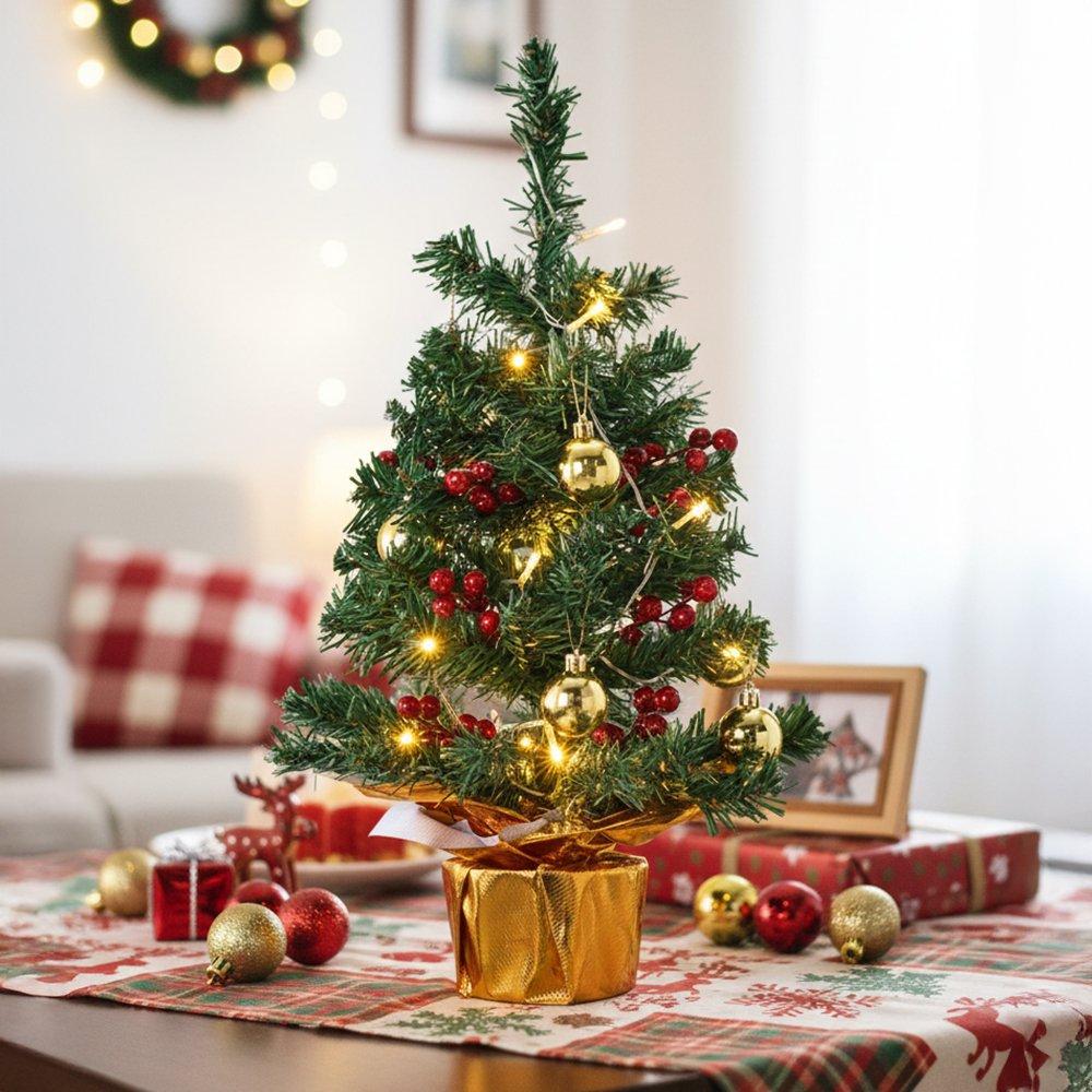 Green - LIFE IDEAS - 60cm Christmas Tree with String Light - 1