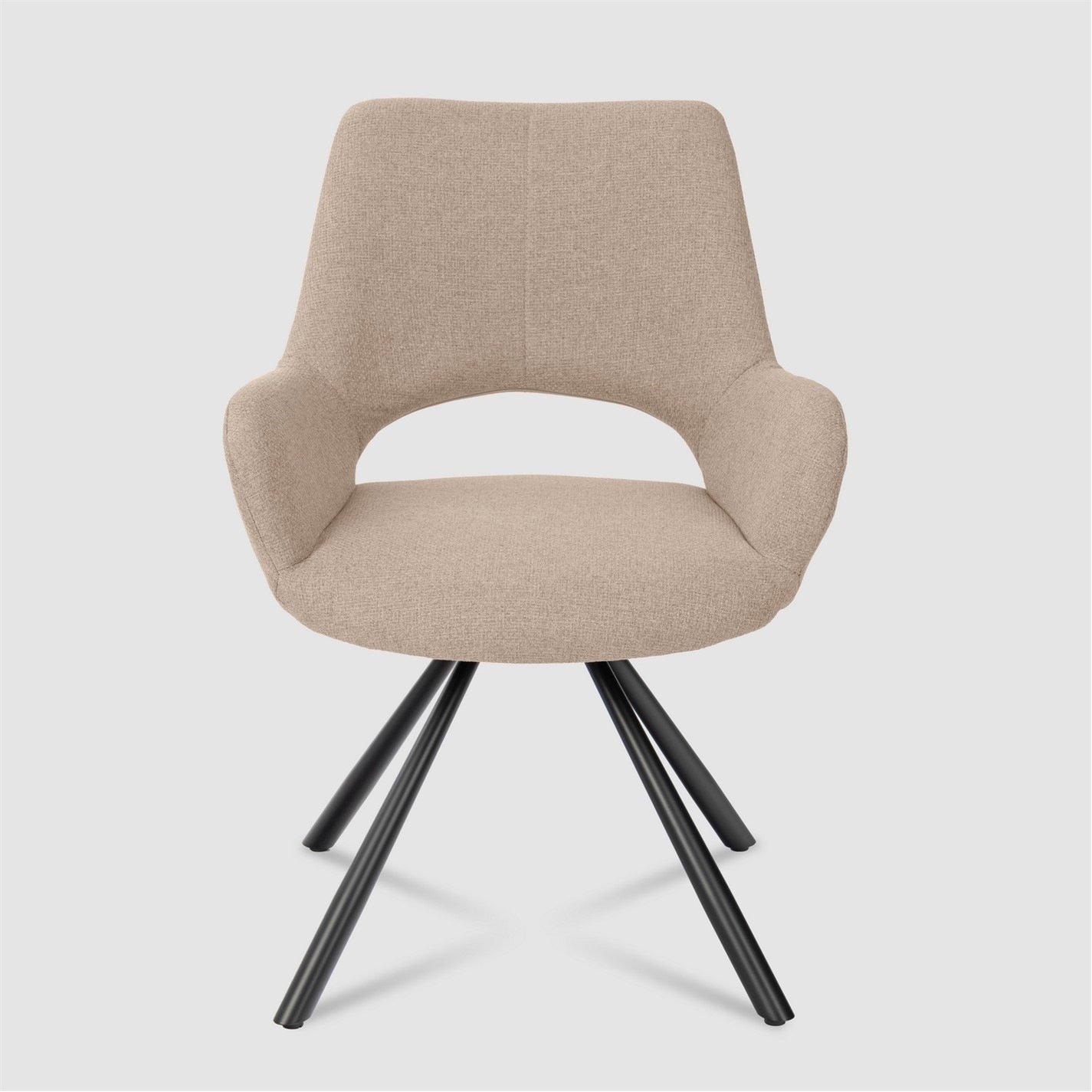 Brown - Urban Meuble - Set of 2 Dining Chair Beige Fabric Modern Design - 3