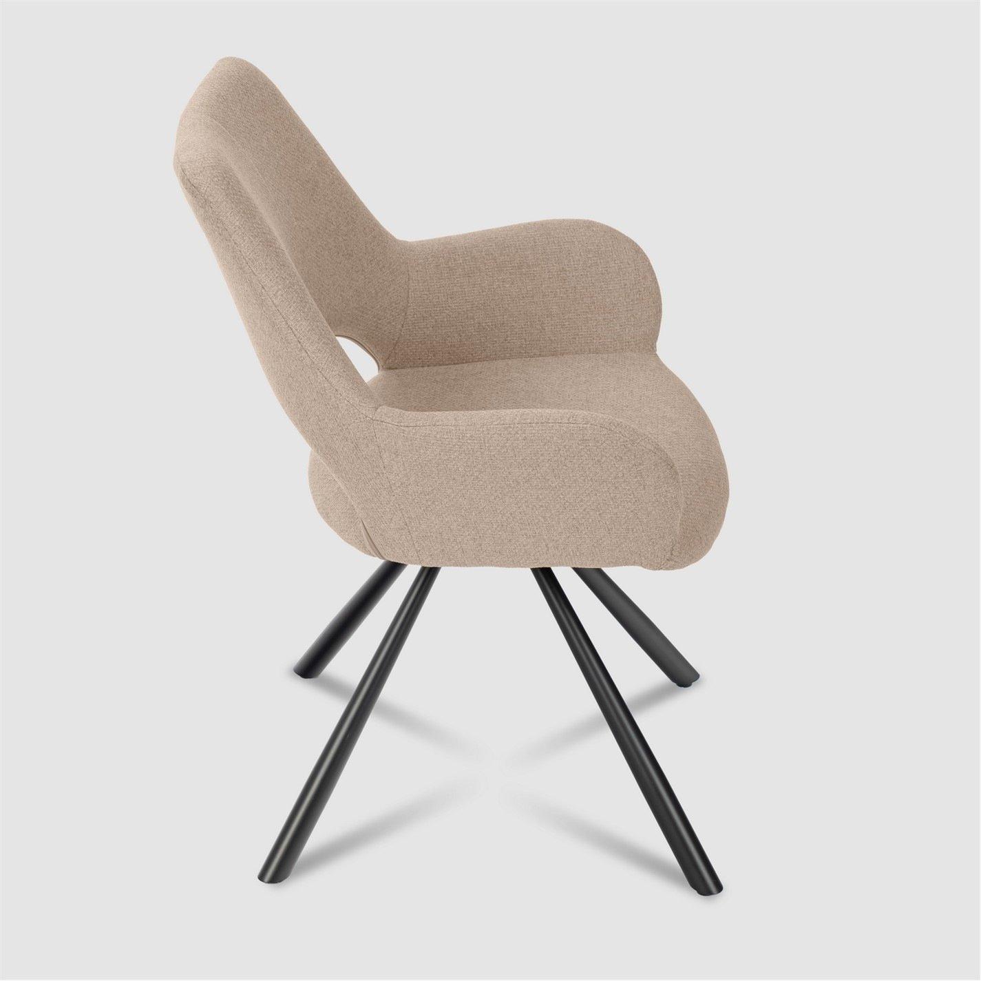 Brown - Urban Meuble - Set of 2 Dining Chair Beige Fabric Modern Design - 4