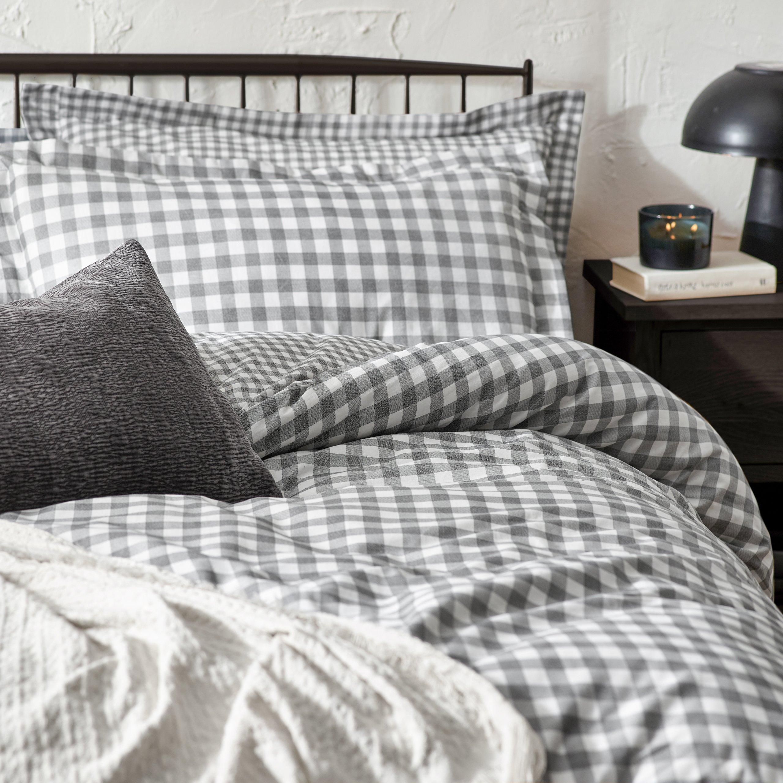 Grey - Yard - Barton Gingham Check Duvet Set - 3
