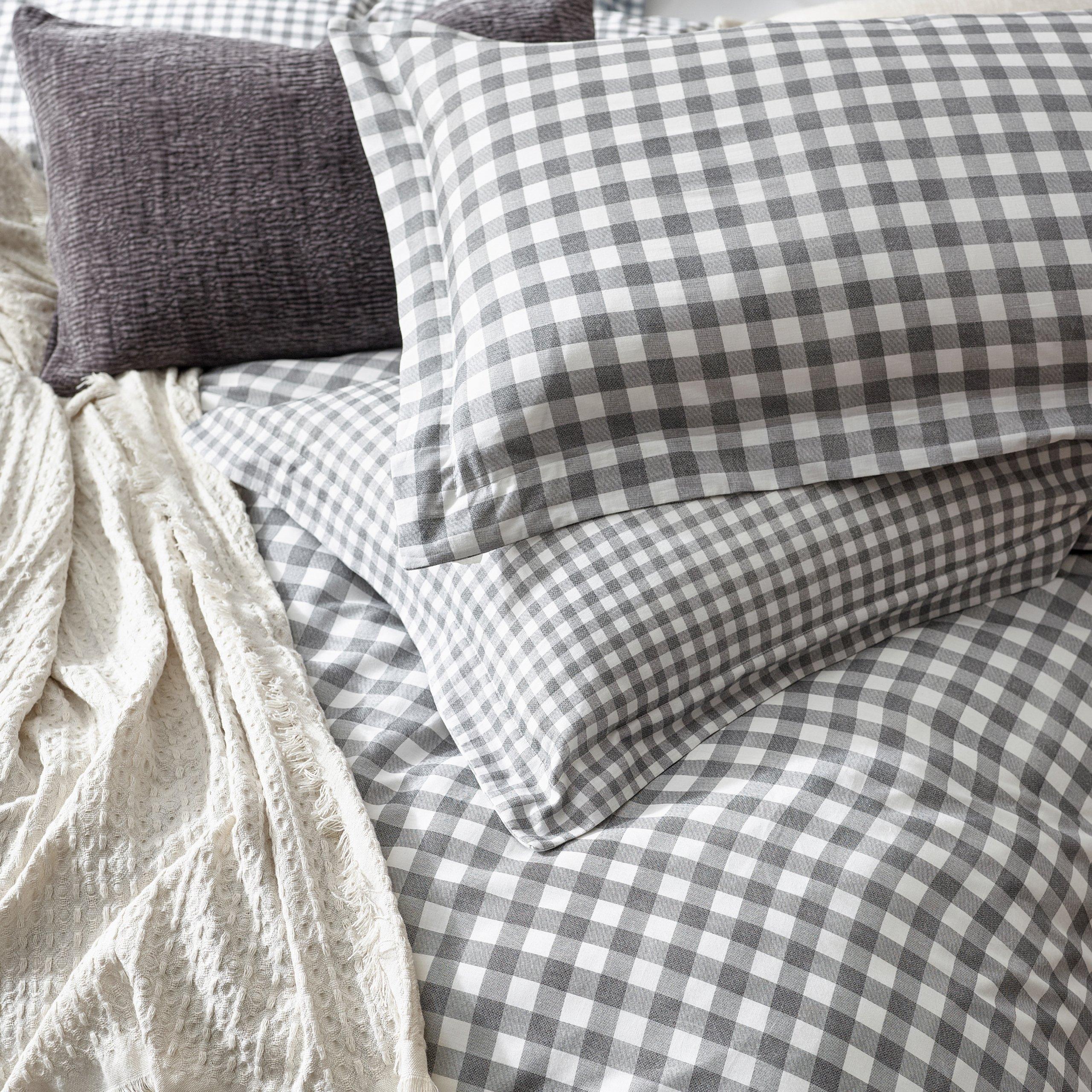 Grey - Yard - Barton Gingham Check Duvet Set - 4