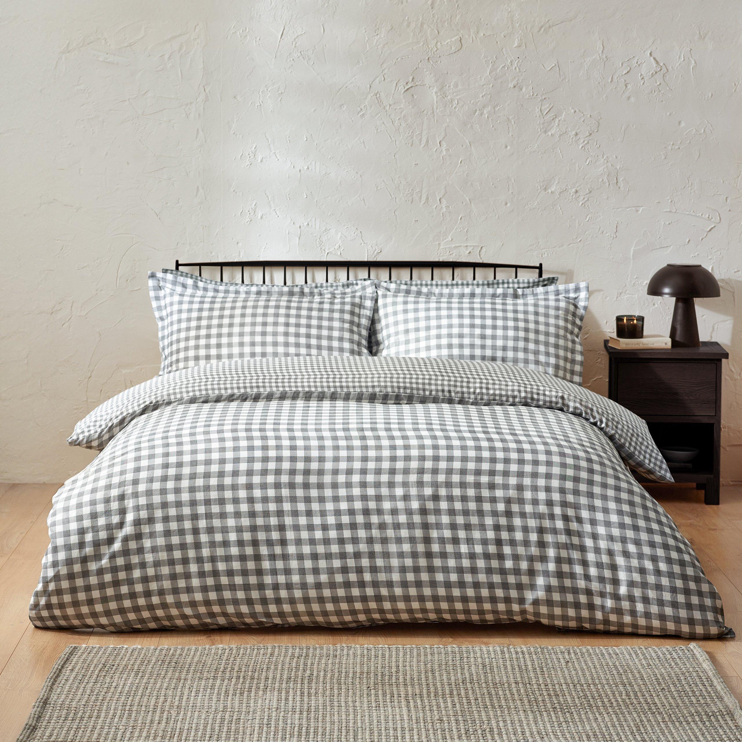 Grey - Yard - Barton Gingham Check Duvet Set - 5