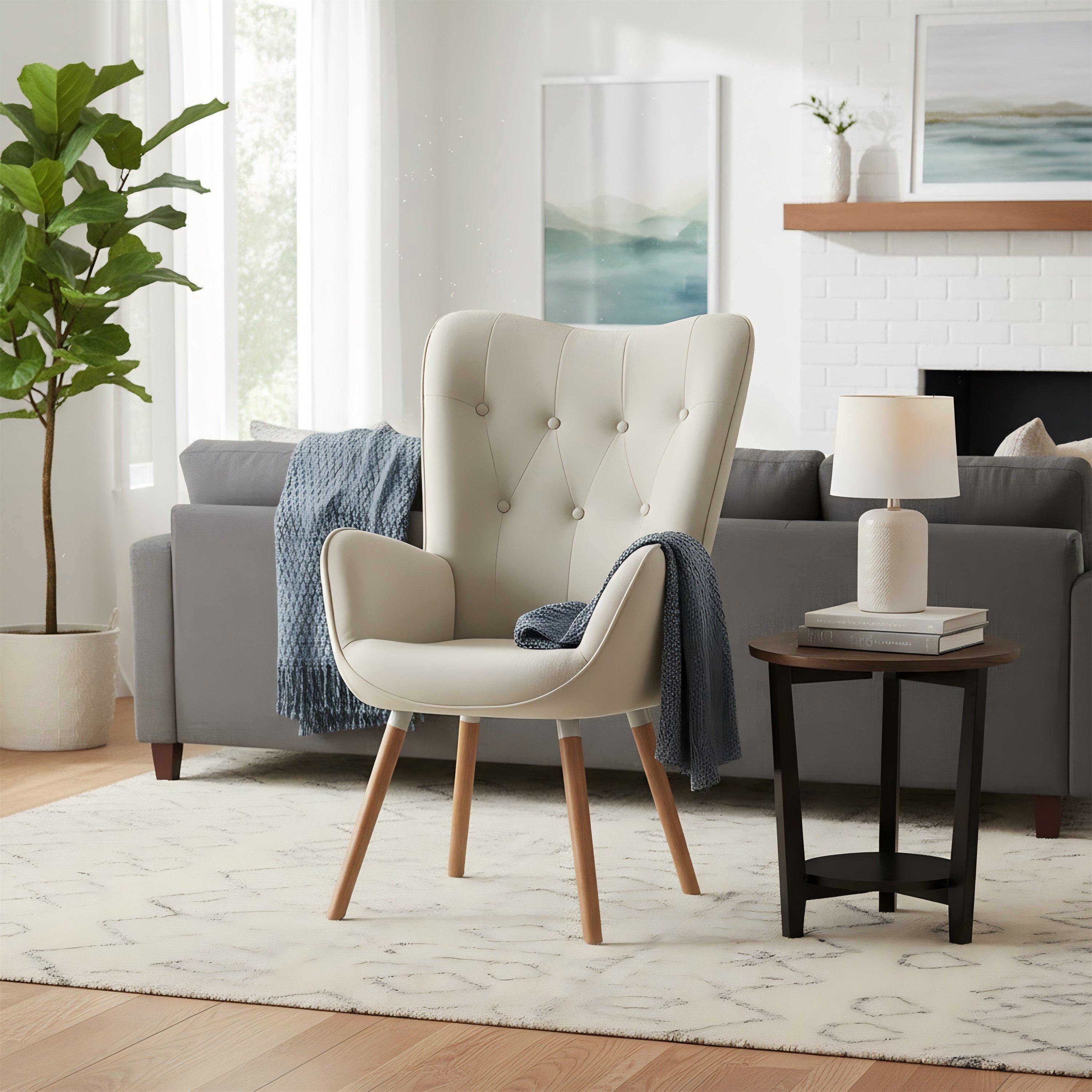 Beige - Urban Meuble - Modern Armchair Textured Fabric Home Decor - 1