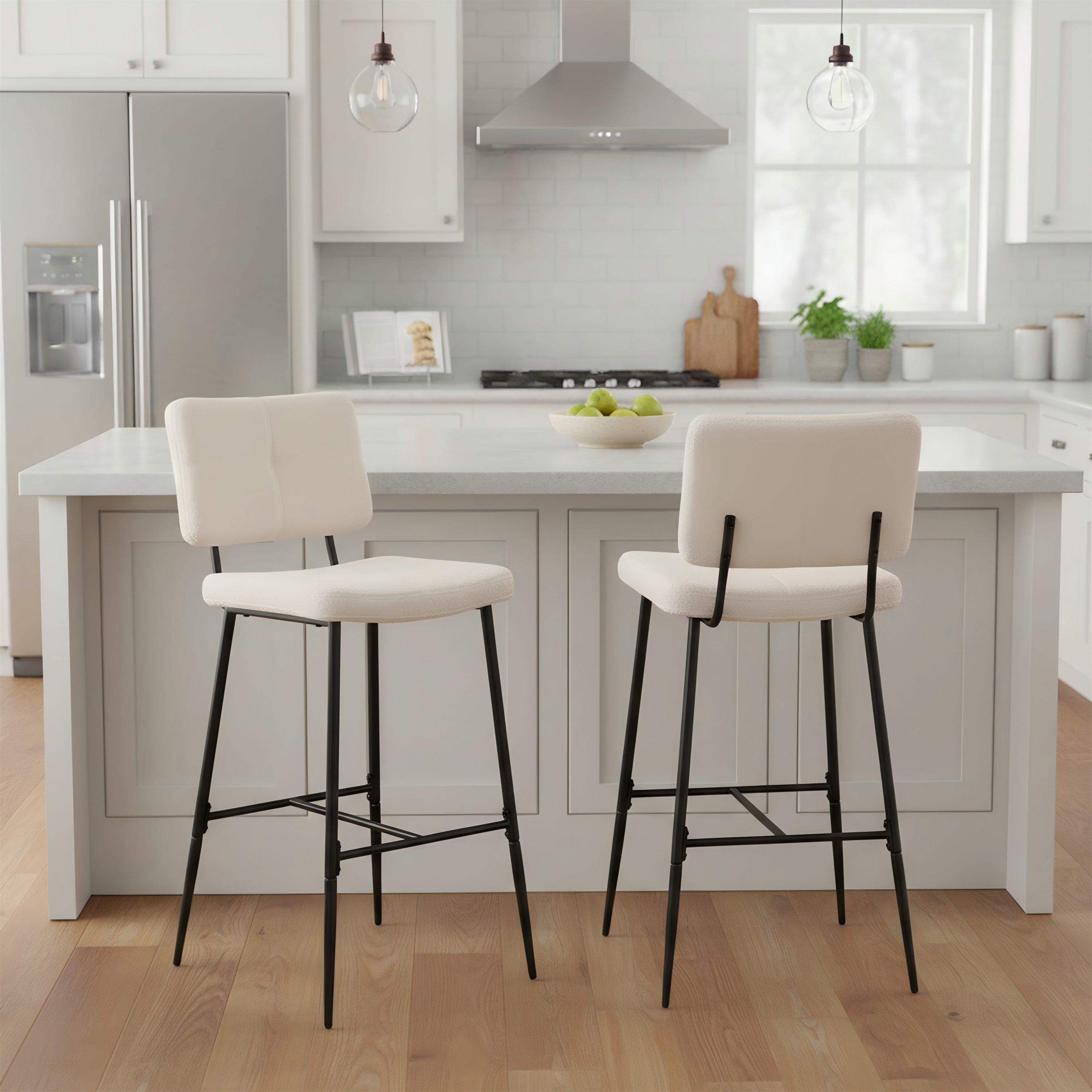 Beige - Urban Meuble - Set of 2 Modern Beige Bar Stool Tall Seating - 1