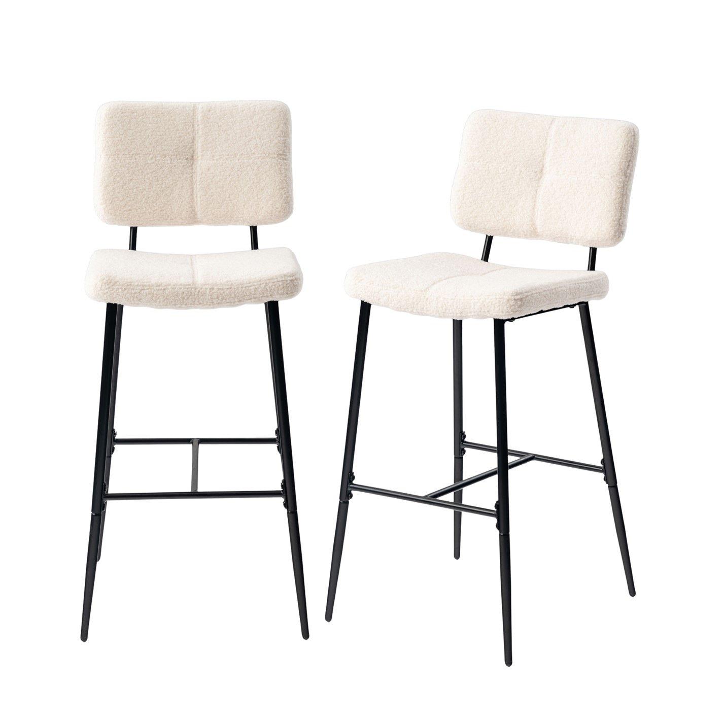 Beige - Urban Meuble - Set of 2 Modern Beige Bar Stool Tall Seating - 2