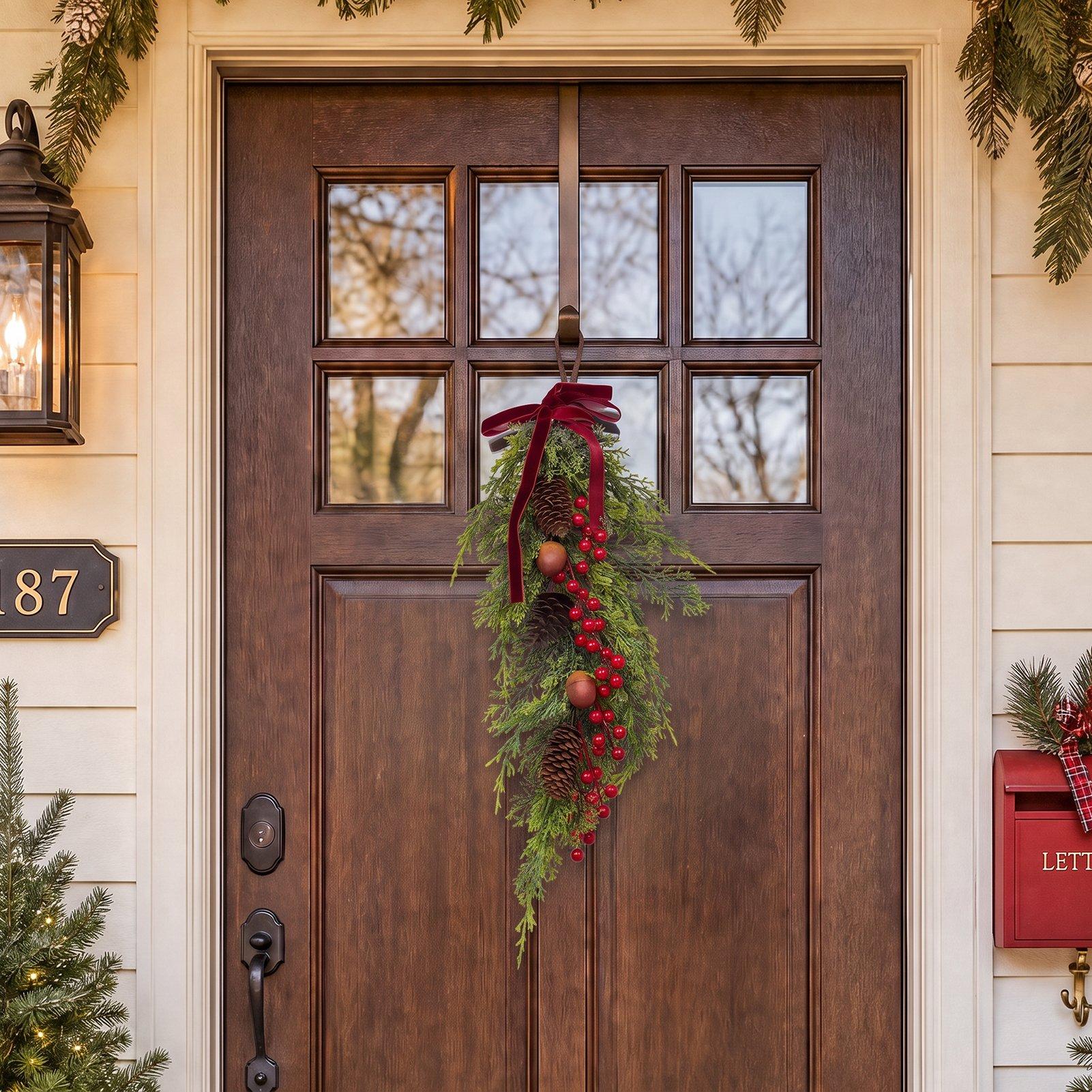 Green - LIFE IDEAS - Christmas Artificial Teardrop Swag - 5