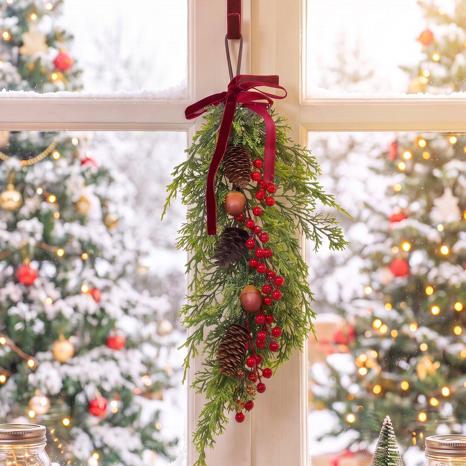 Green - LIFE IDEAS - Christmas Artificial Teardrop Swag - 7