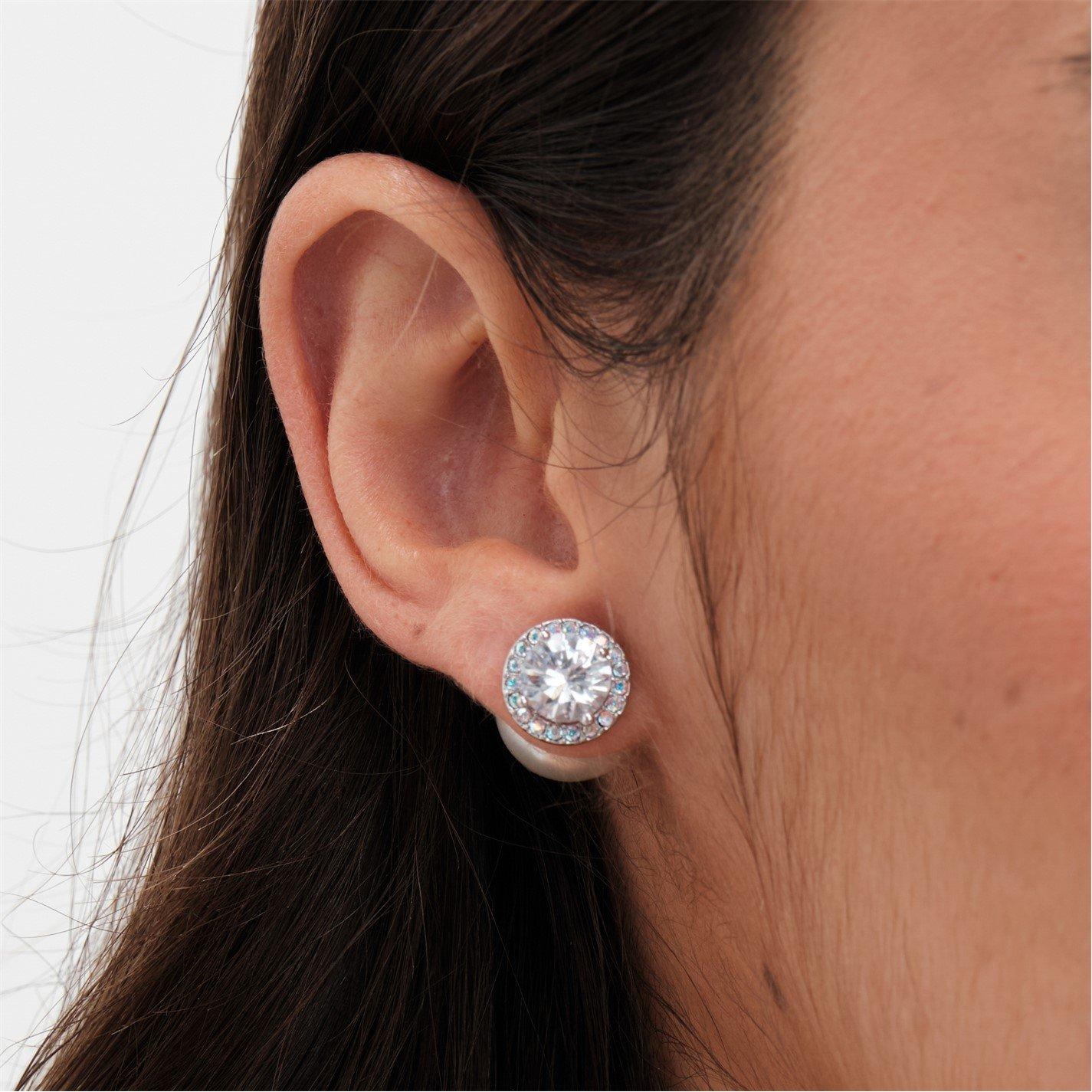 Silver - Jon Richard - Rhodium Plated Pearl And Cubic Zirconia Studs - 3