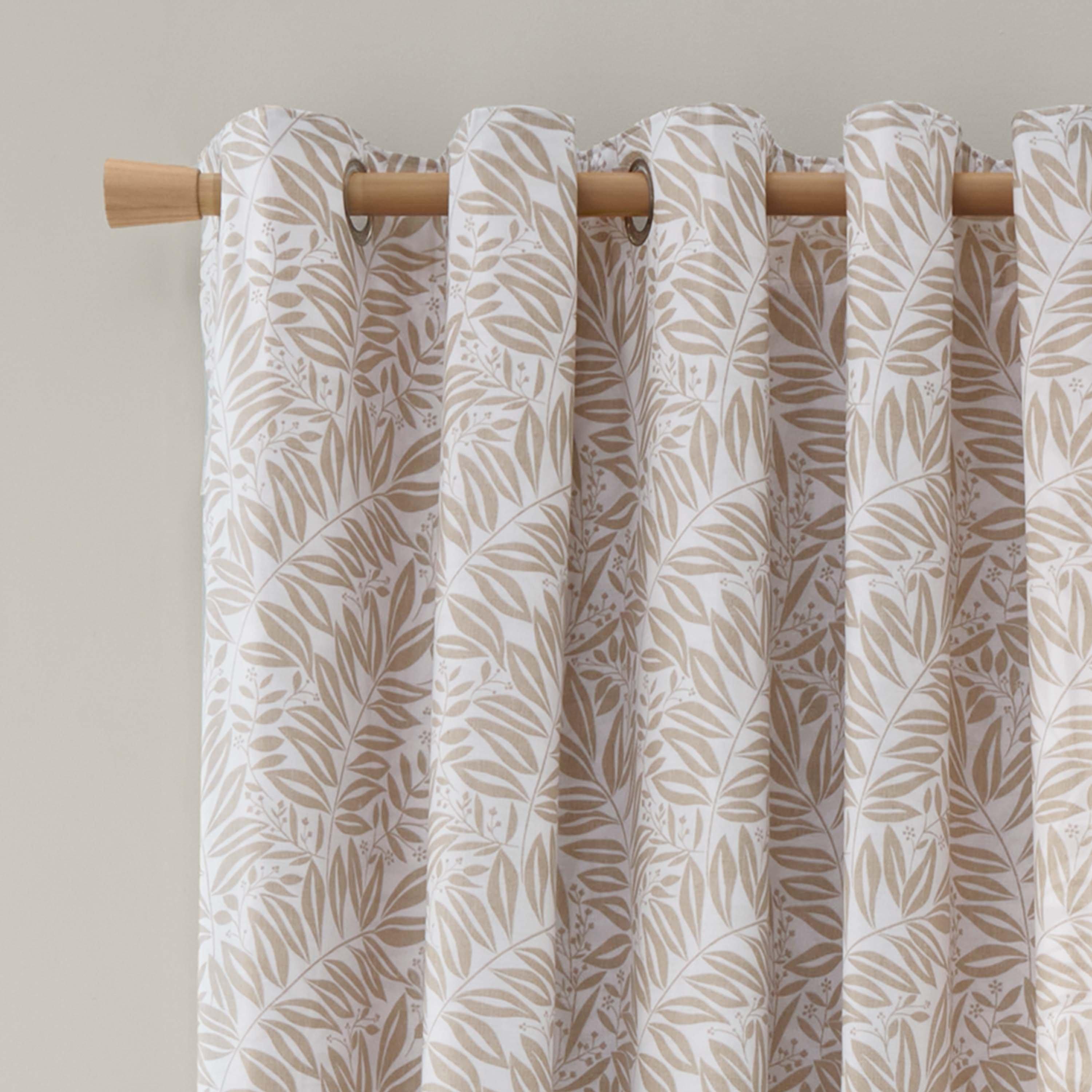 Natural - Catherine Lansfield - Sorrel Leaf Fully Reversible Eyelet Curtains - 2