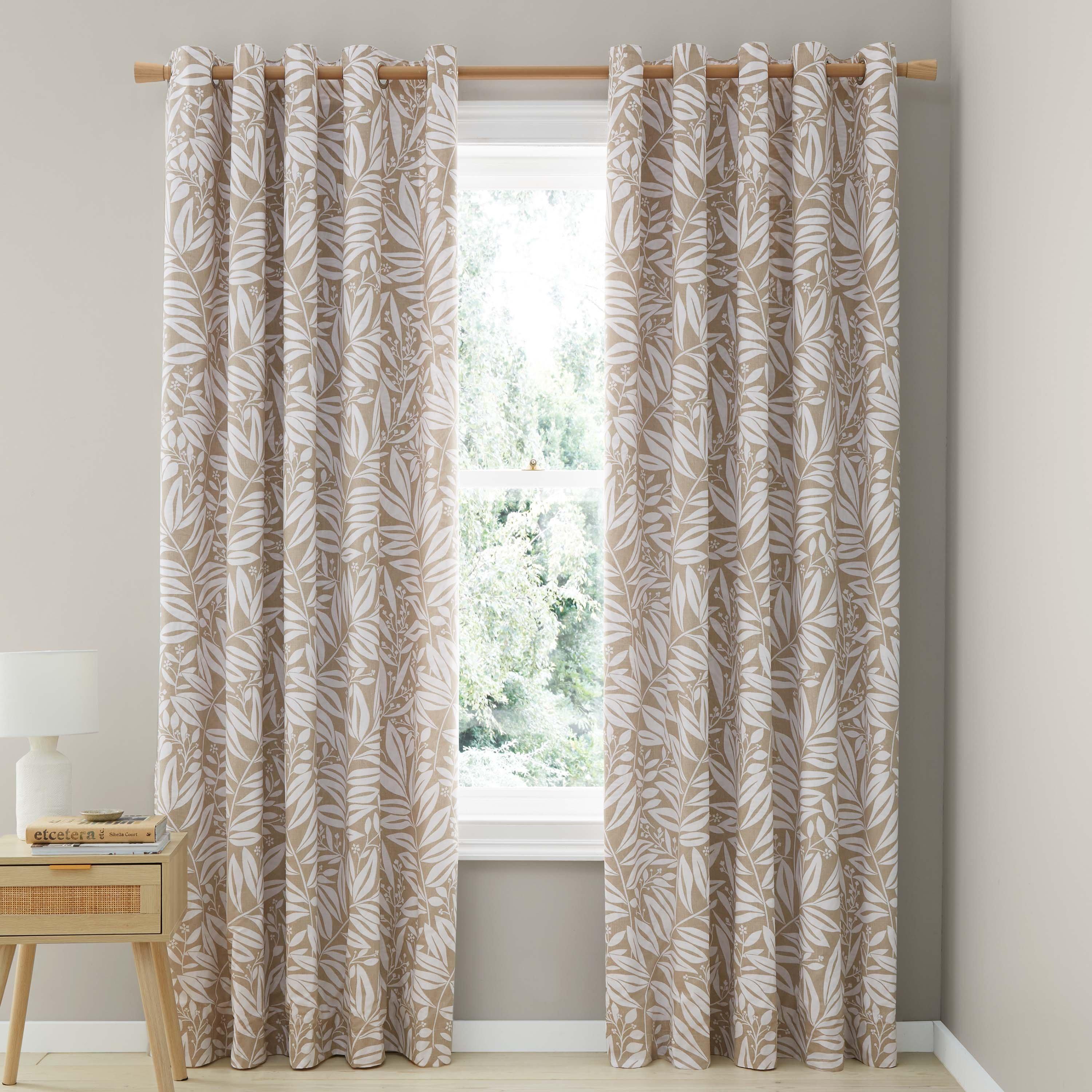 Natural - Catherine Lansfield - Sorrel Leaf Fully Reversible Eyelet Curtains - 3
