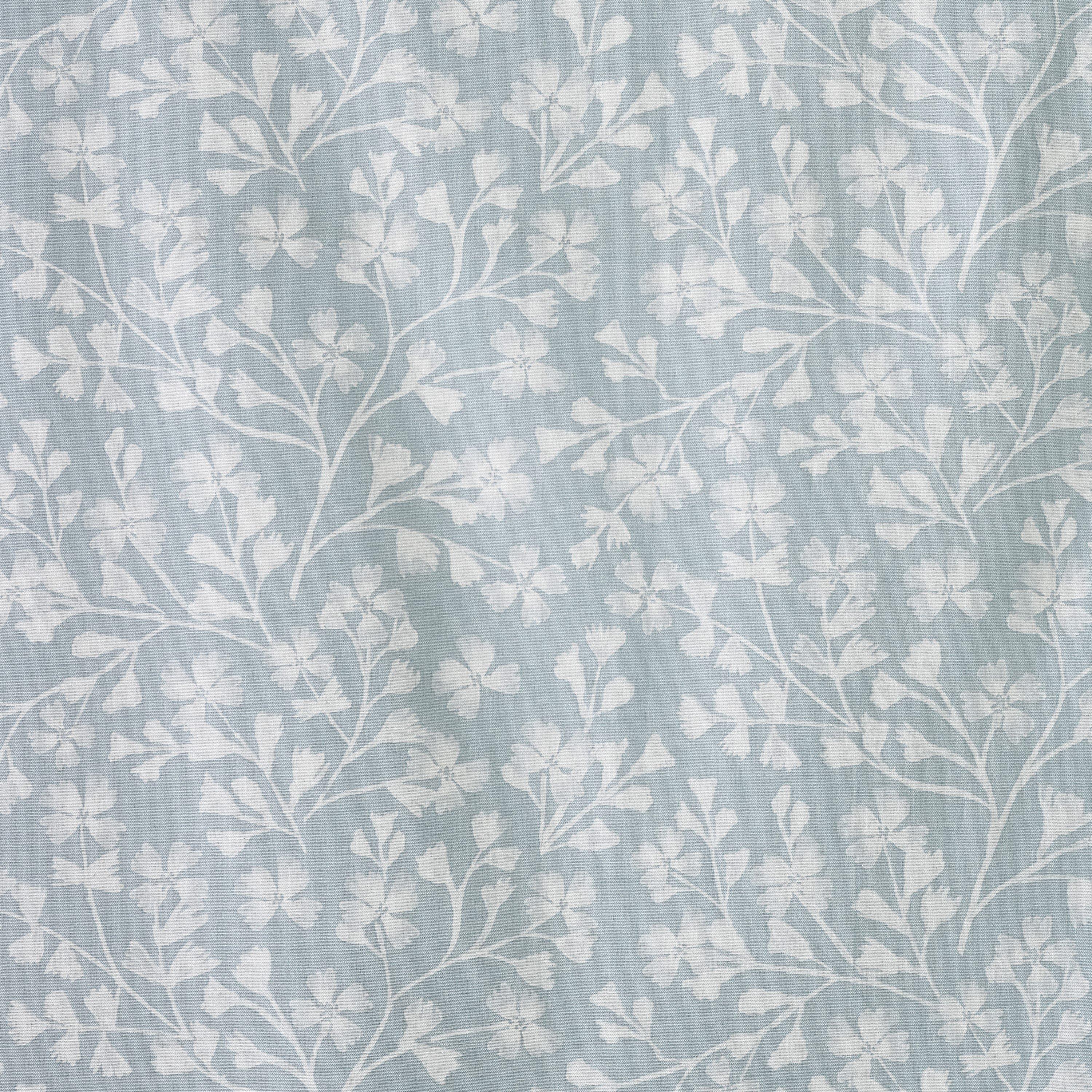Duck Egg Blue - Catherine Lansfield - Brooke Floral Lined Pencil Pleat Curtains - 3