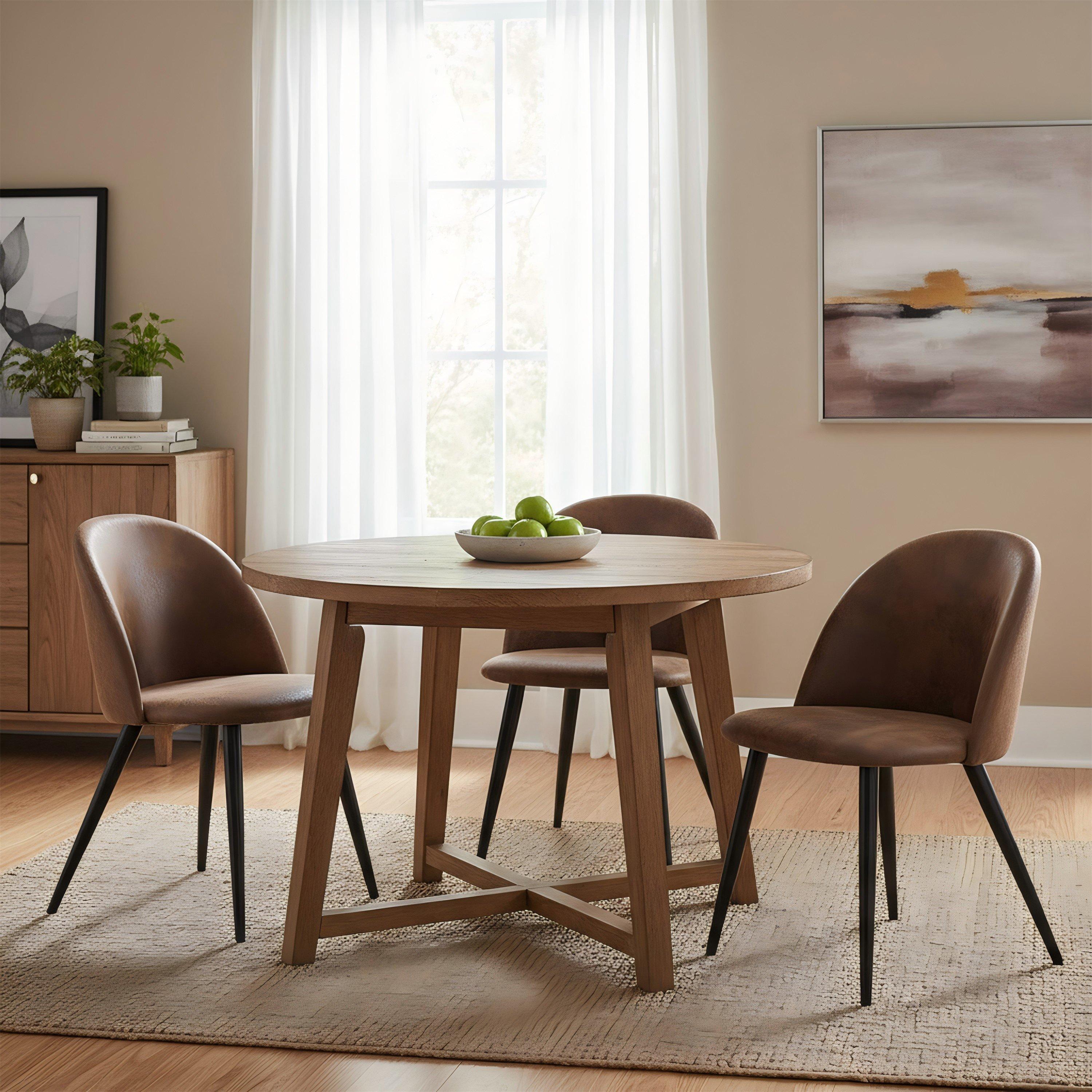 Brown - Urban Meuble - Set of 4 Brown Dining Chair Leather Modern Design - 1