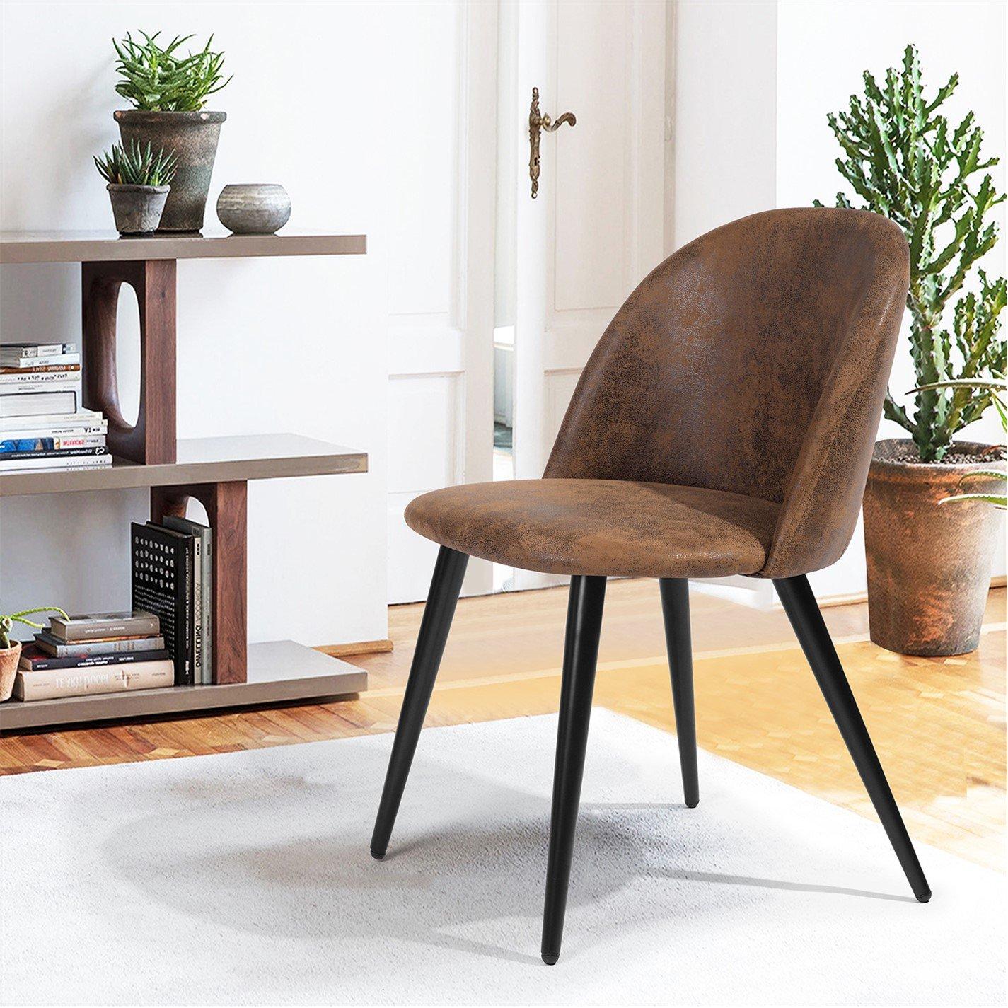 Brown - Urban Meuble - Set of 4 Brown Dining Chair Leather Modern Design - 3