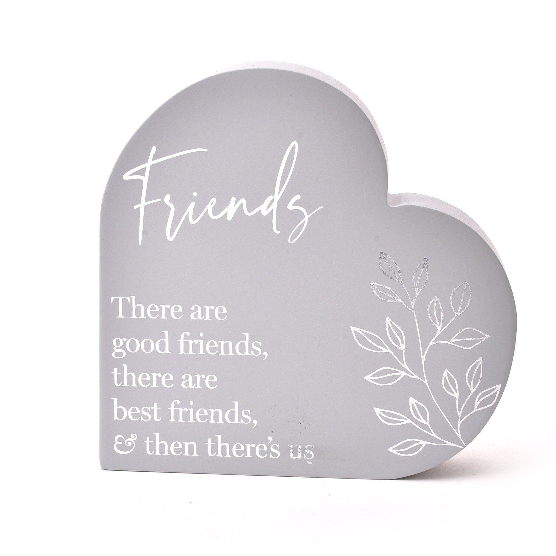 Celebrations  Moments Heart Plaque - Friends - Grey/White - 15cm