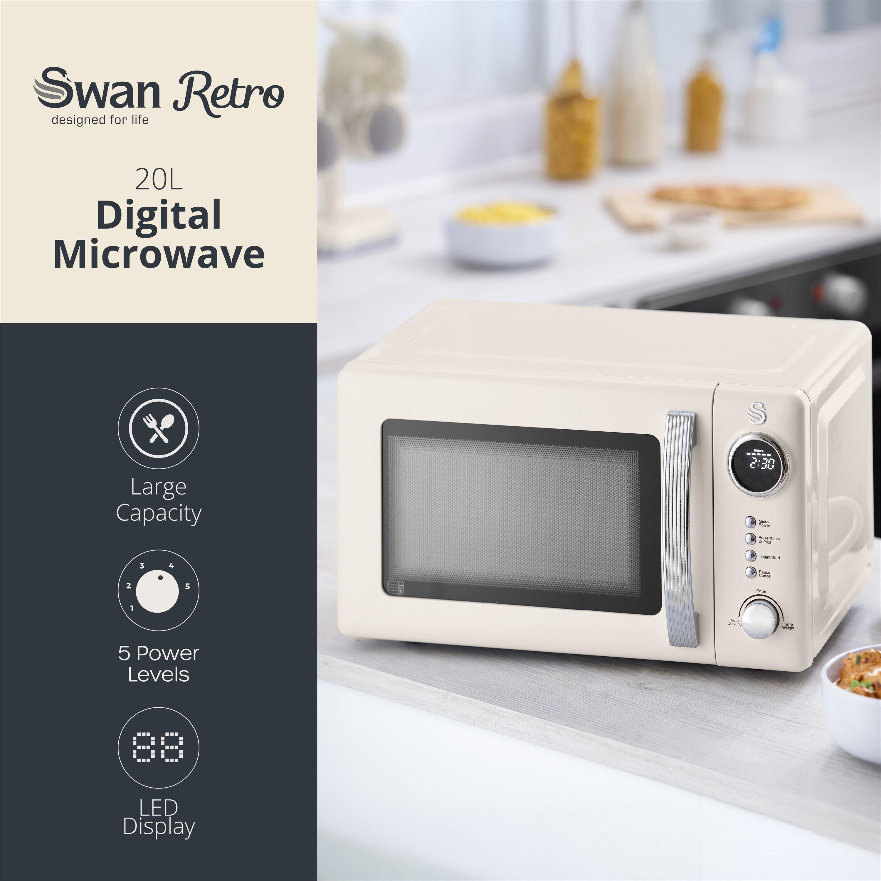 Cream - Swan - Retro 20L Digital Microwave - 2