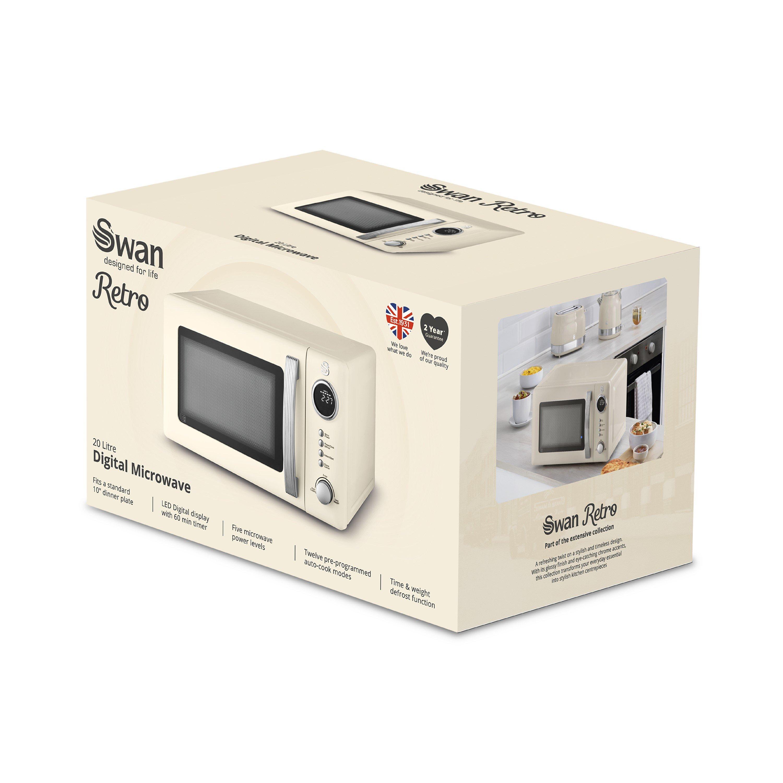 Cream - Swan - Retro 20L Digital Microwave - 8