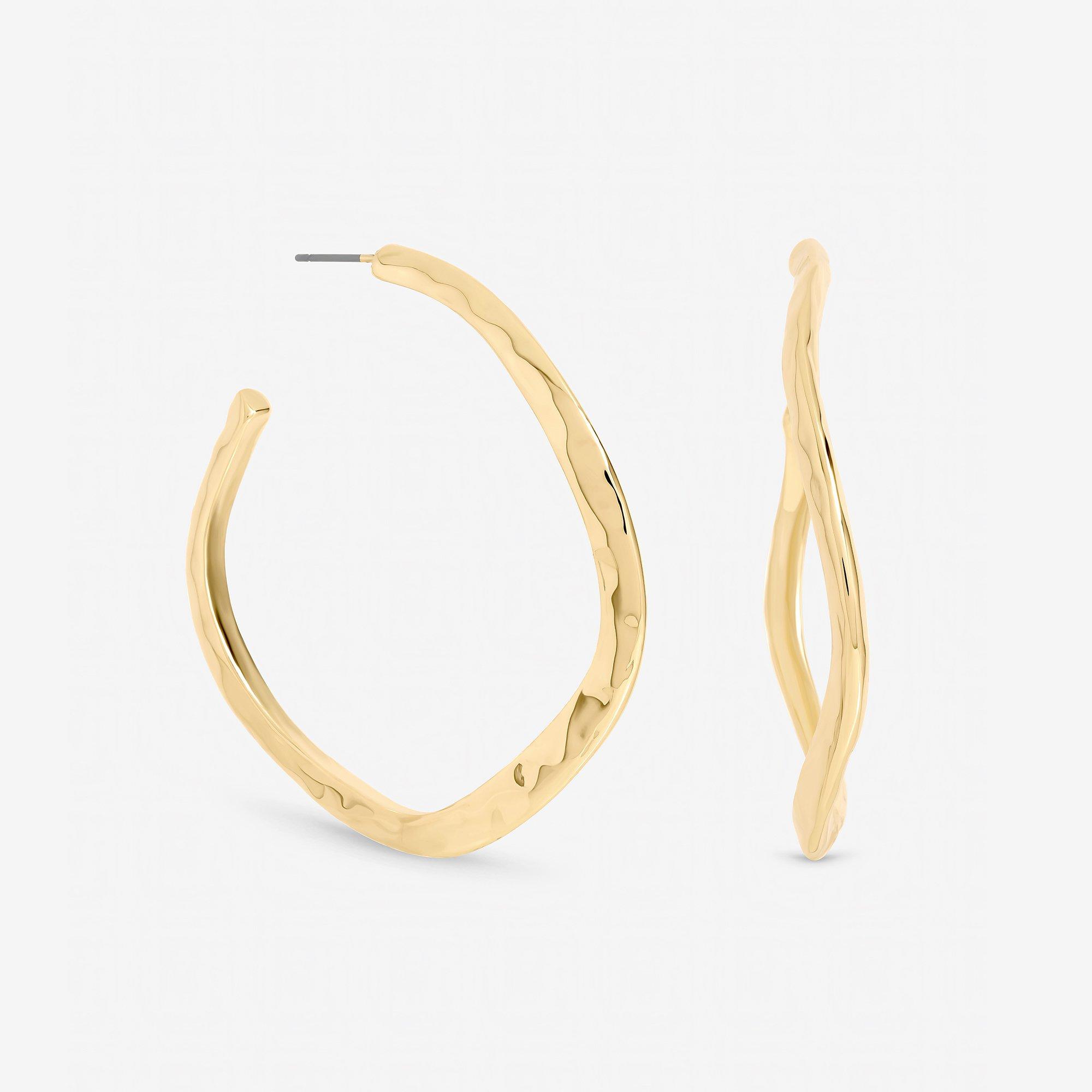 Mood Women's Plated Large Molten Hoops Gold