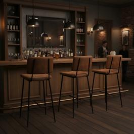 Urban Meuble Set of 2 Bar Stool Metal Frame Space-Saving