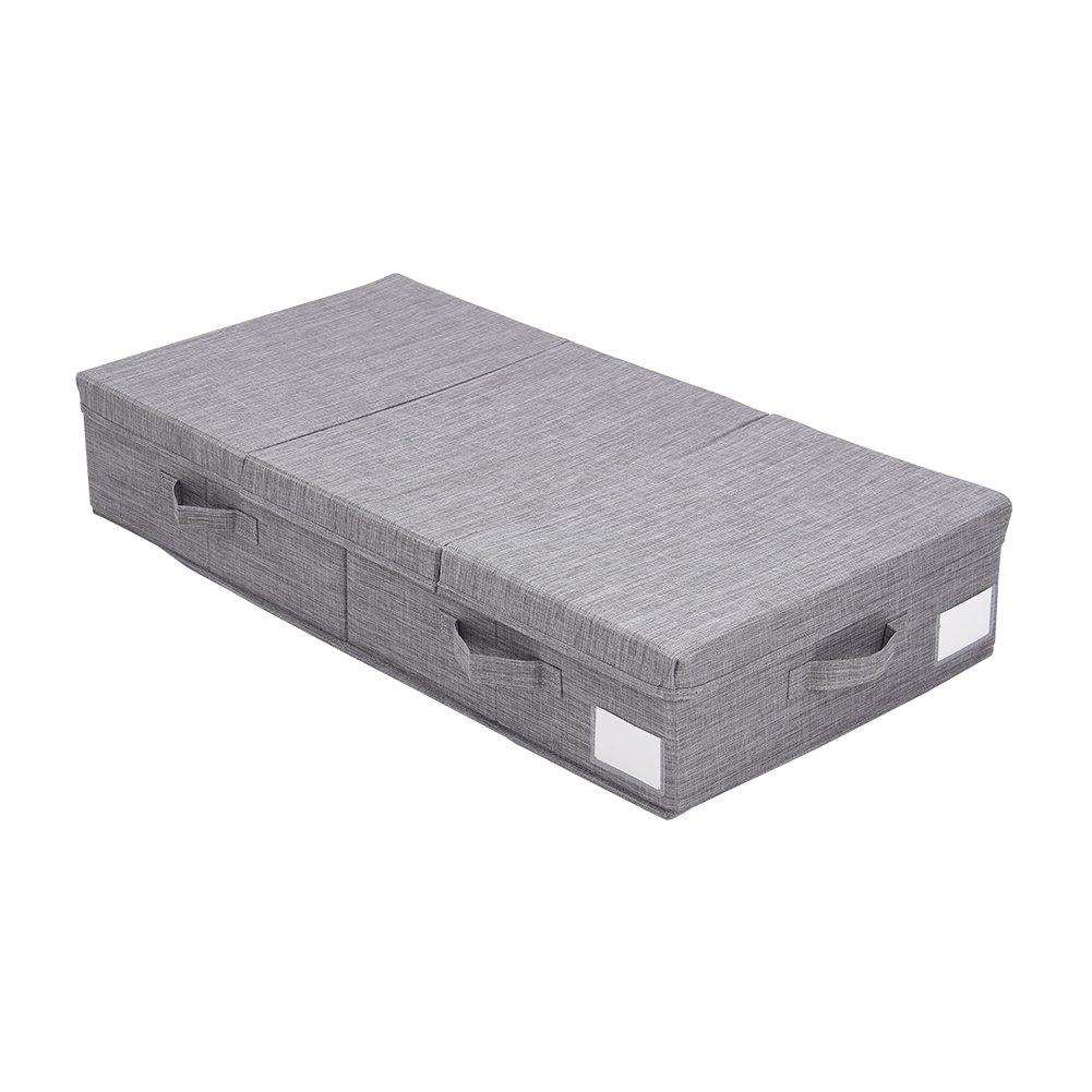 Grey - LIFE IDEAS - Under Bed Fabric Clothes Organizer with Lid - 2