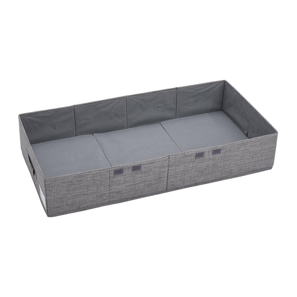 Grey - LIFE IDEAS - Under Bed Fabric Clothes Organizer with Lid - 4