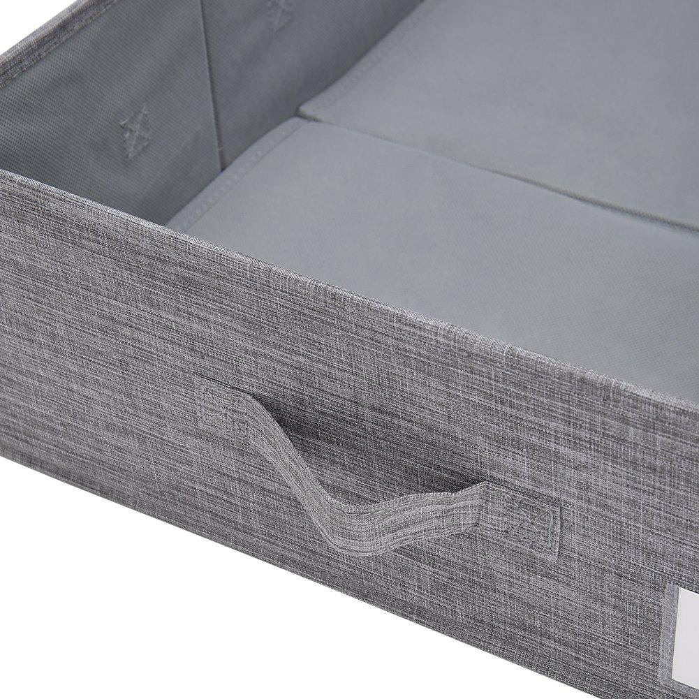 Grey - LIFE IDEAS - Under Bed Fabric Clothes Organizer with Lid - 9