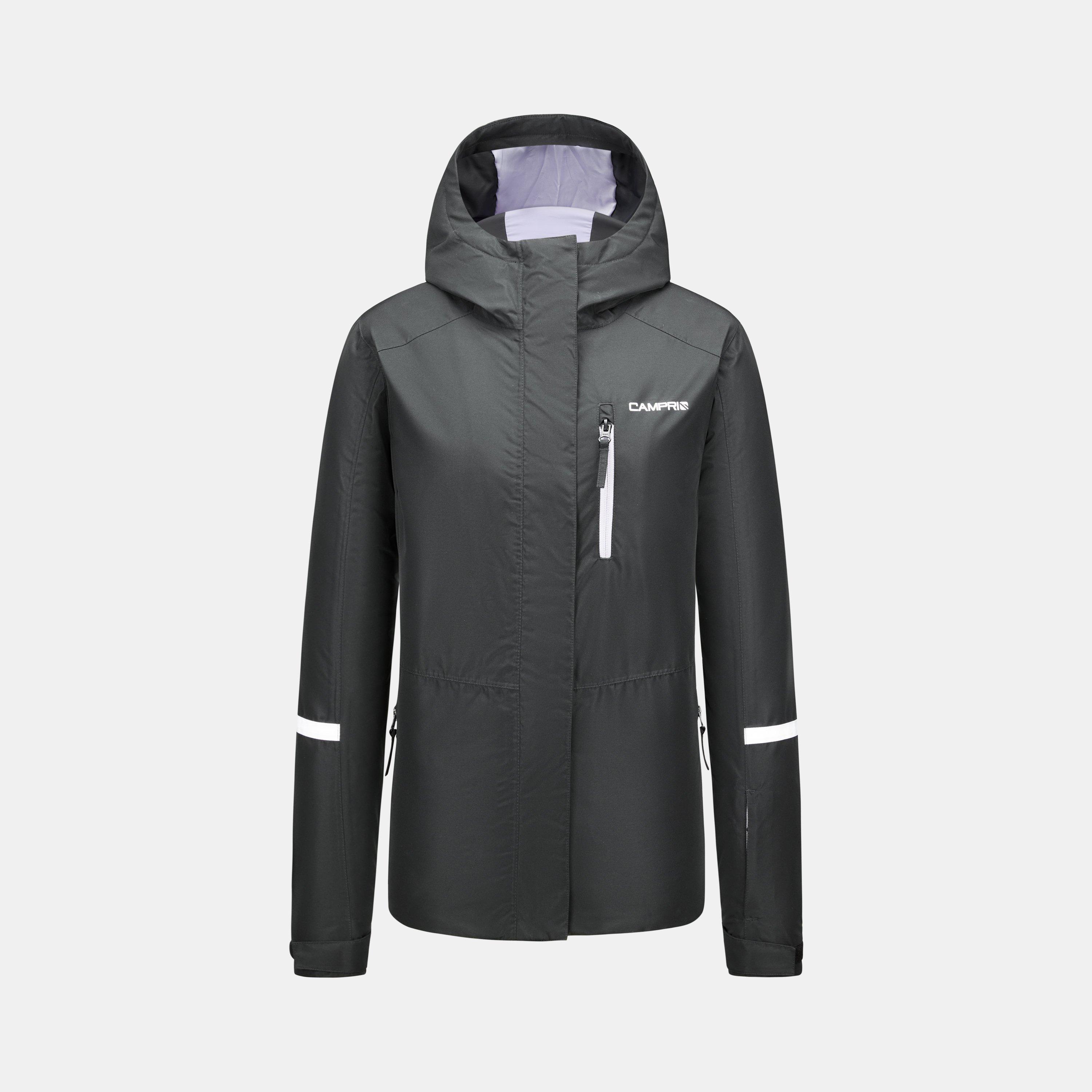 Black - Campri - Women's Raise Waterproof Windproof Hooded Ski Jacket - 1