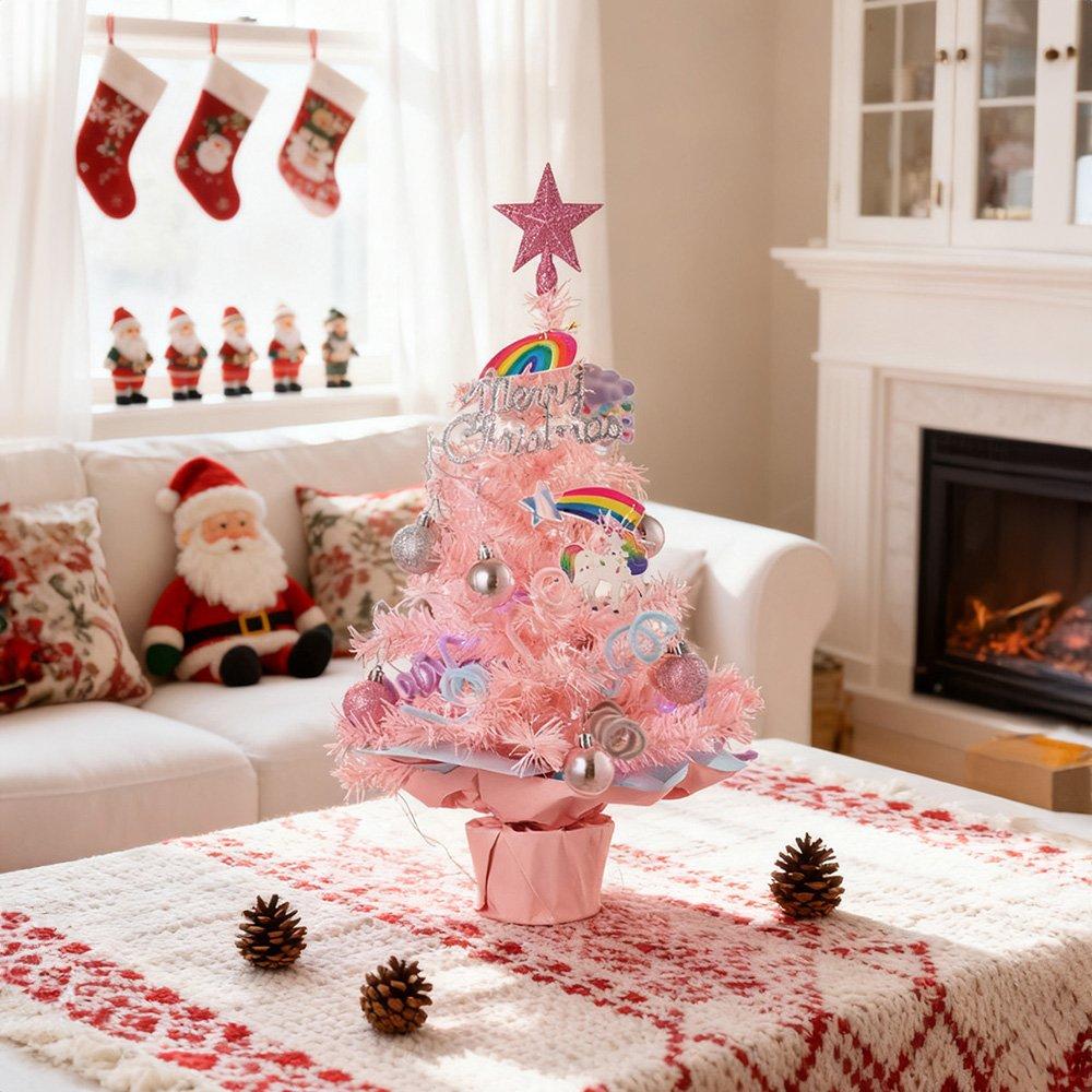 Pink - LIFE IDEAS - Mini Christmas Tree with Lights - 10