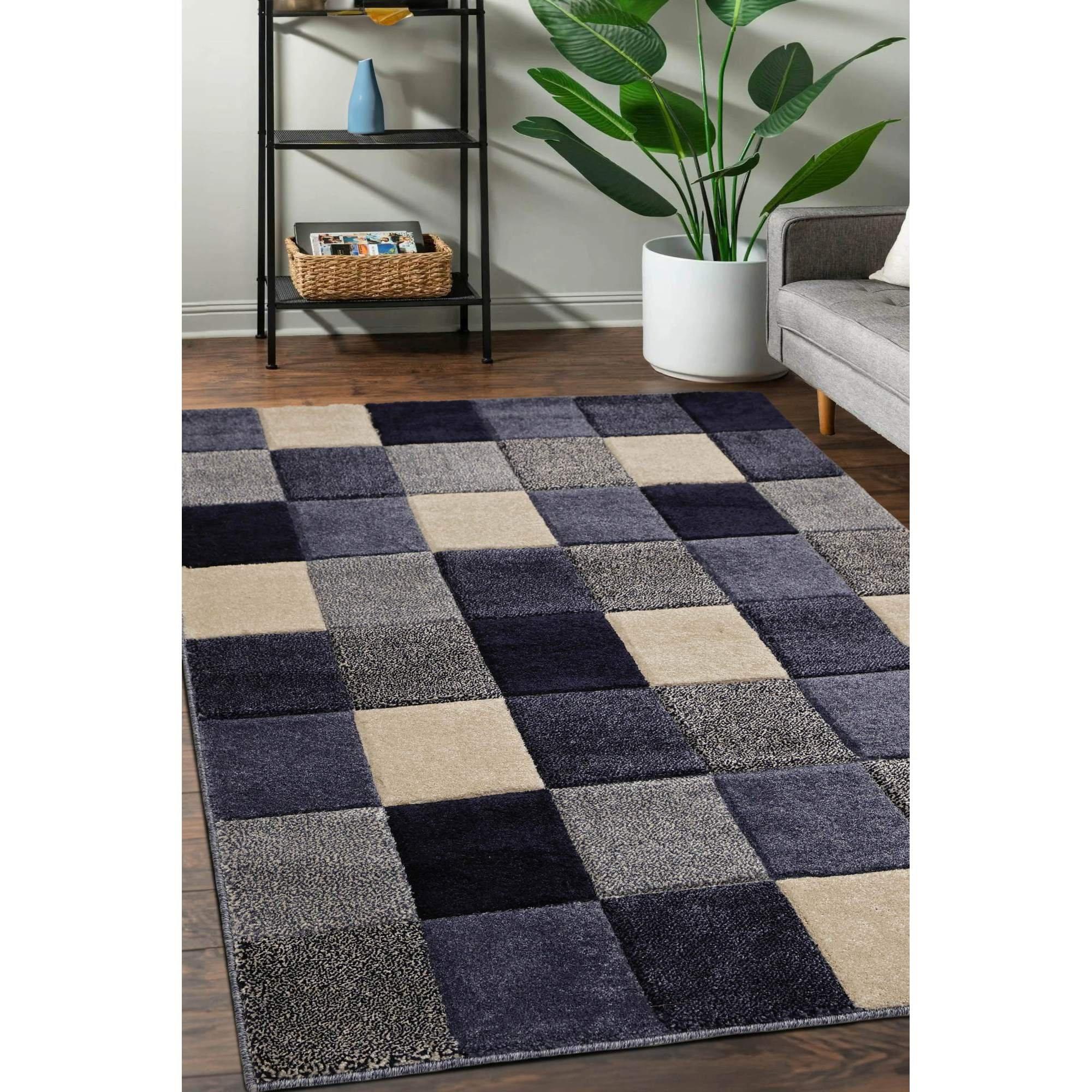 Blue - Homemaker - Newport Blocks Rug Blue - 1