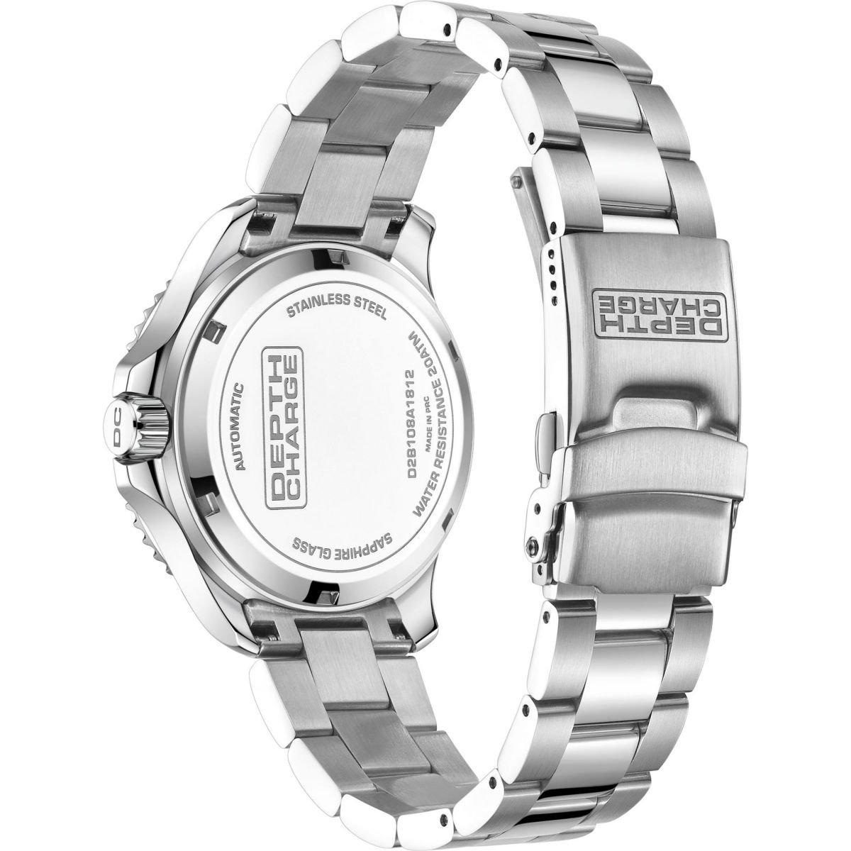 Silber und Blau - Depth Charge - Charge Stainless Steel Blue Dial Dive Watch - 4