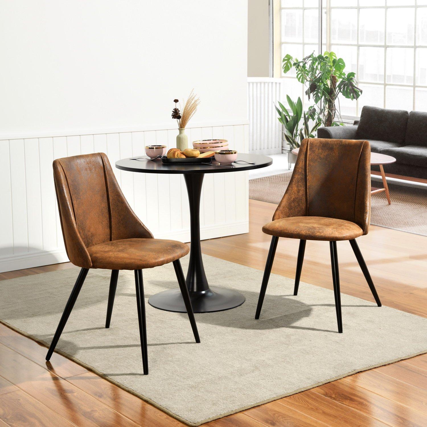 Urban Meuble Set of 2 Dining Chair Synthetic Leather Space-Saving