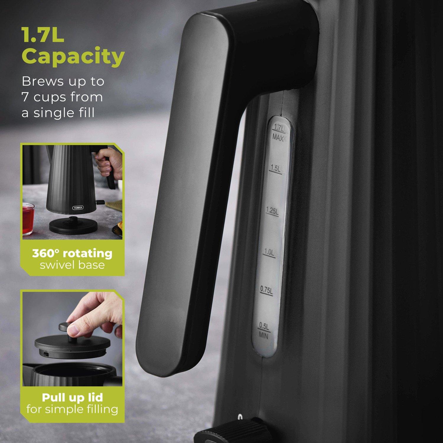 Black - Tower - EcoForm 1.7L 3KW Kettle - 5