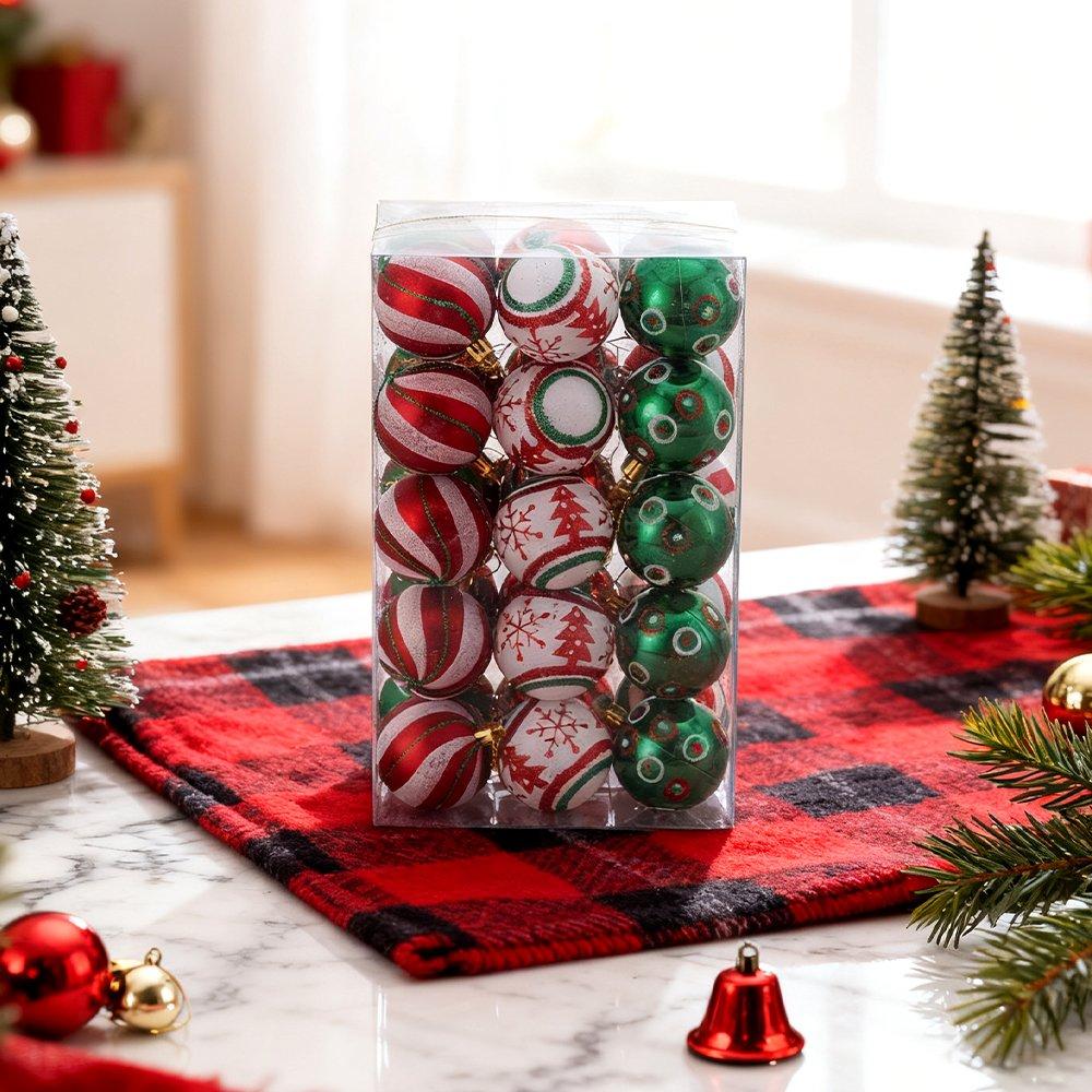 Red/Green - LIFE IDEAS - 30pcs Christmas Ornaments for Christmas Tree - 1