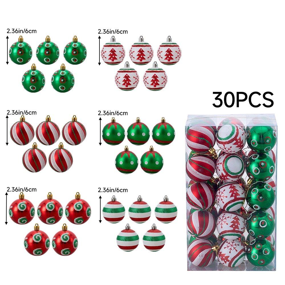 Red/Green - LIFE IDEAS - 30pcs Christmas Ornaments for Christmas Tree - 2