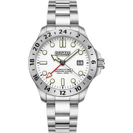 Depth Charge Stainless Steel White Dial Dive Watch