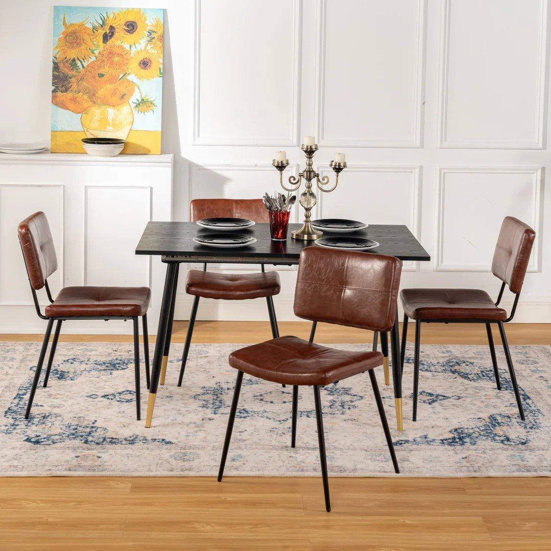 Brown - Urban Meuble - Modern Dining Chair Quilted Upholstery Stylish C - 1