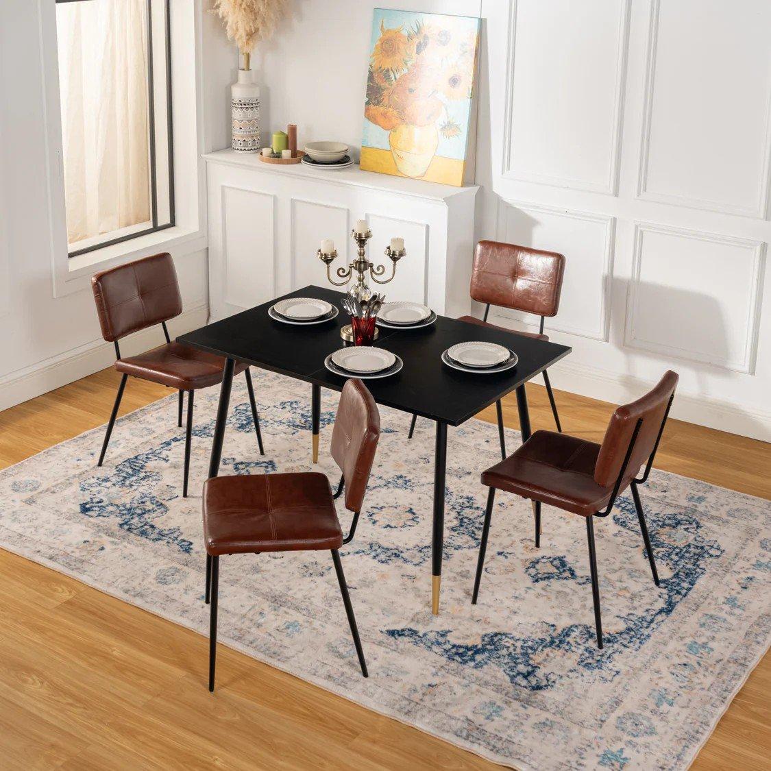 Brown - Urban Meuble - Modern Dining Chair Quilted Upholstery Stylish C - 2