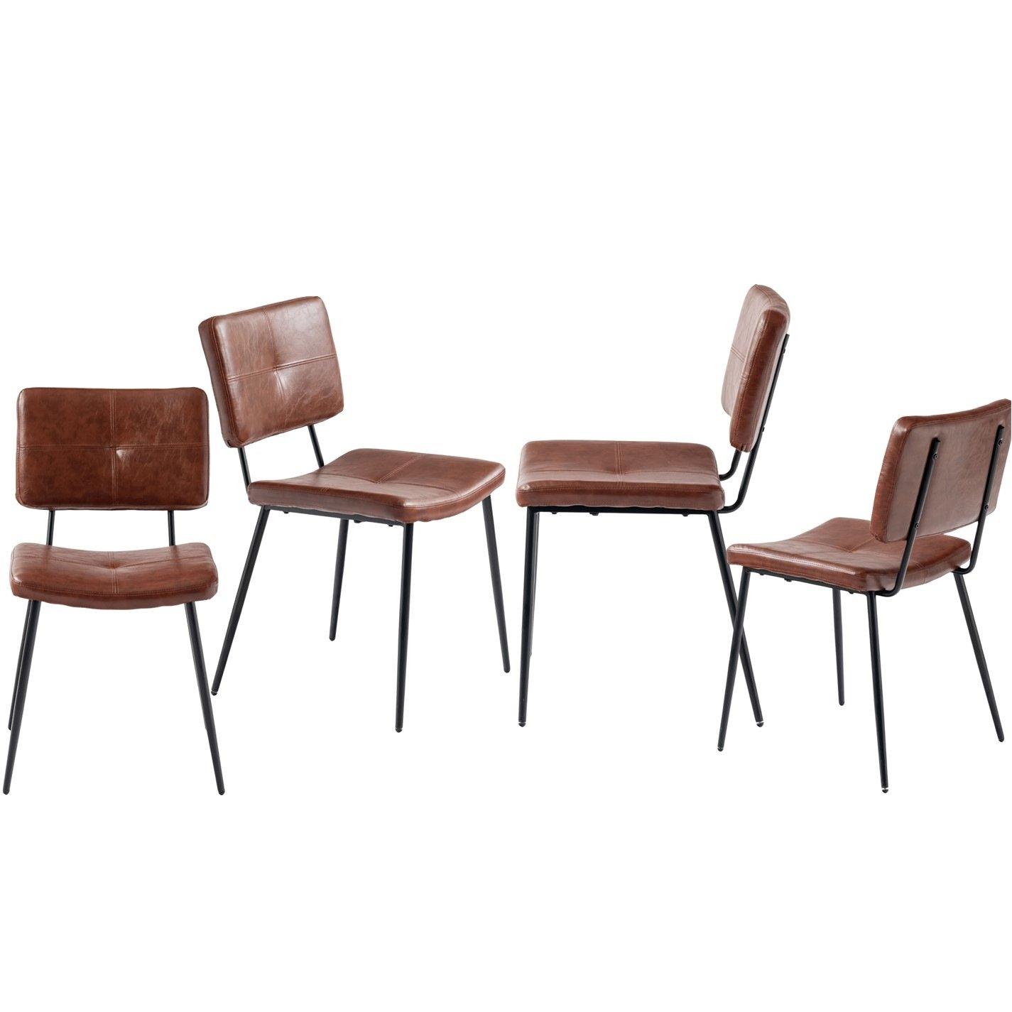 Brown - Urban Meuble - Modern Dining Chair Quilted Upholstery Stylish C - 3