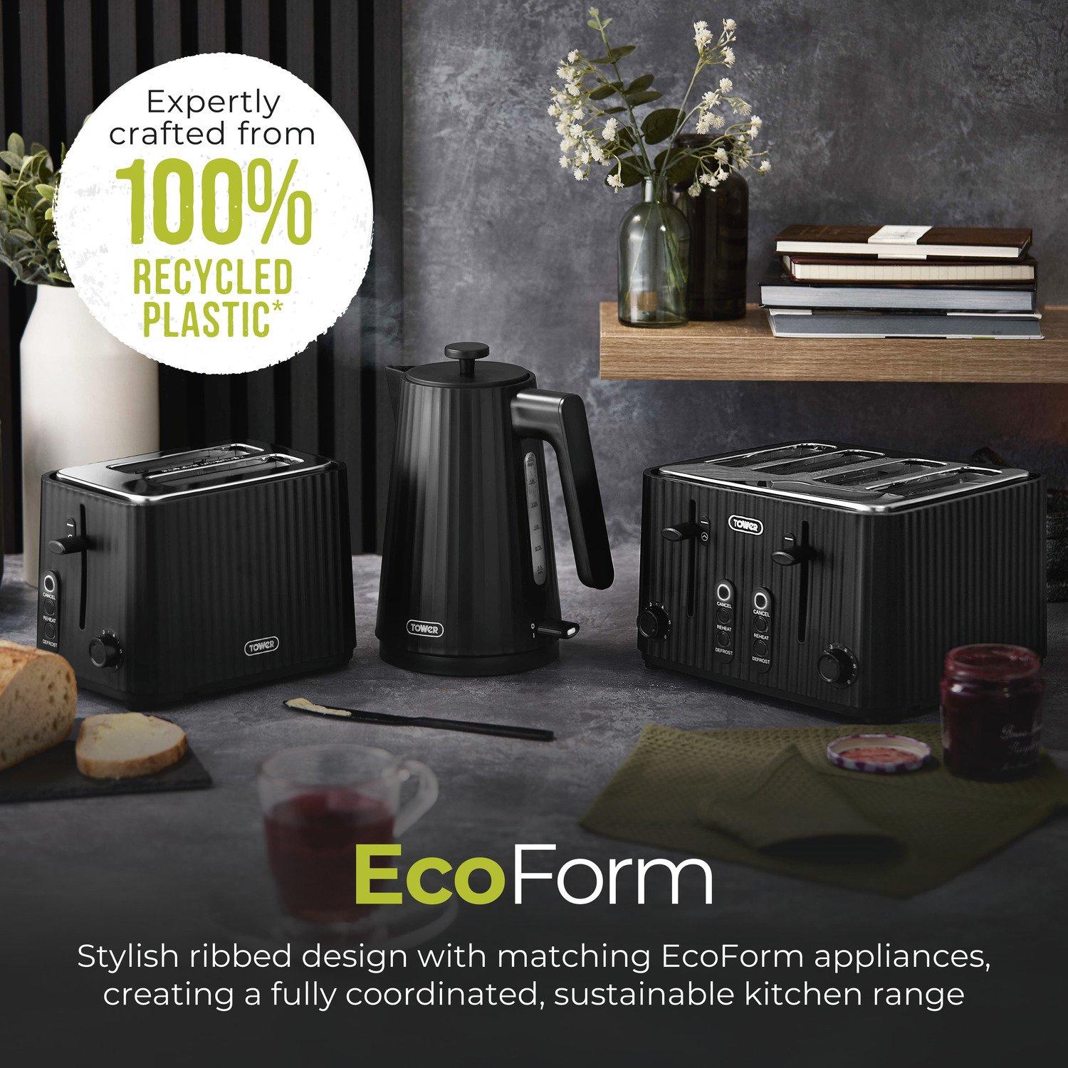 Black - Tower - ECOFORM 900W 4 Slice Toaster - 3