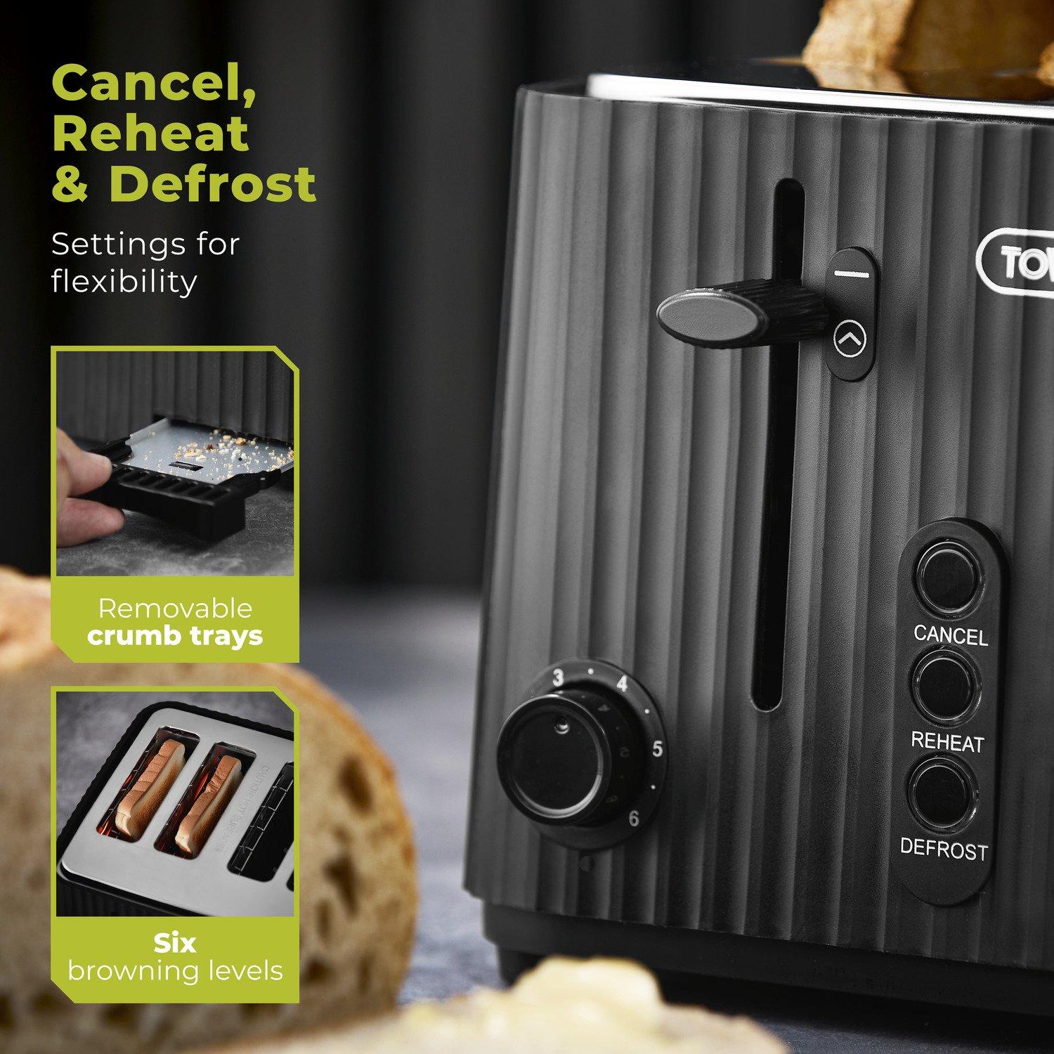 Black - Tower - ECOFORM 900W 4 Slice Toaster - 5
