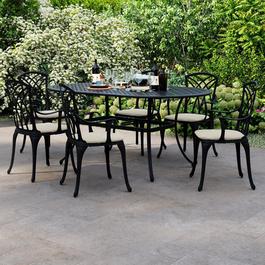 Charles Bentley CAST ALUMINIUM GARDEN SET OVAL TABLE 6