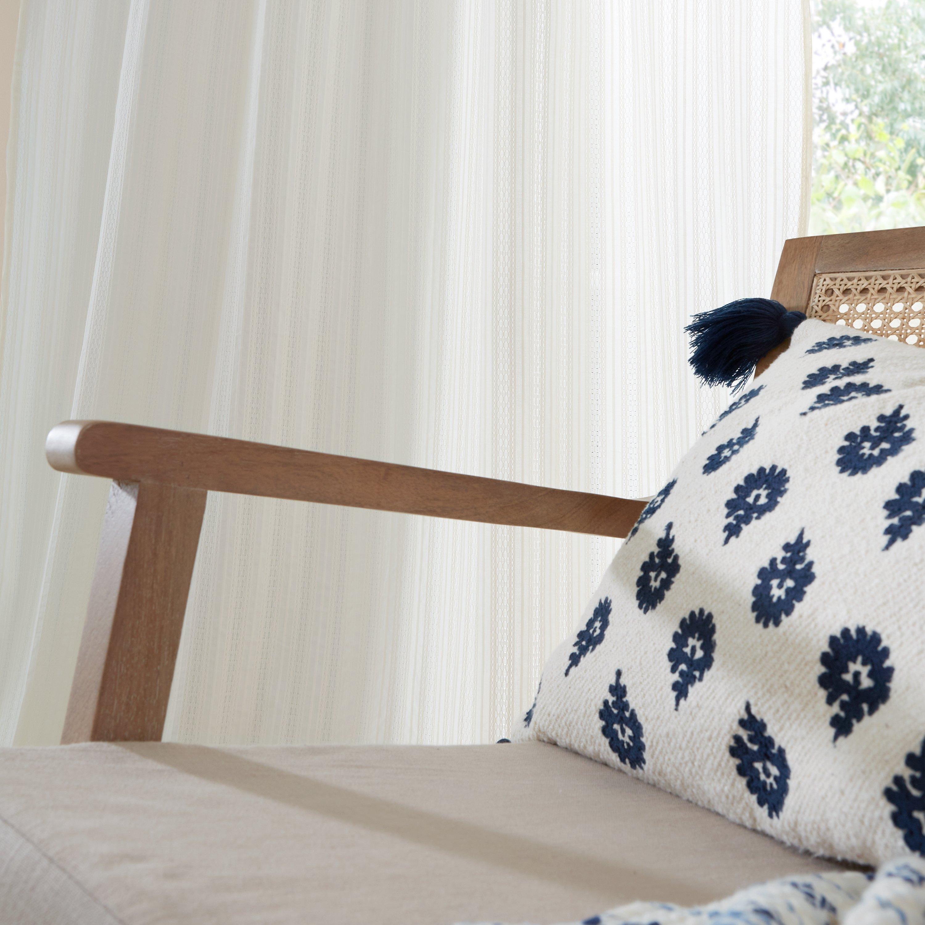 Natural - Pineapple Elephant - Zofia Broderie Cotton Anglaise Tab Top Voile Panel - 5