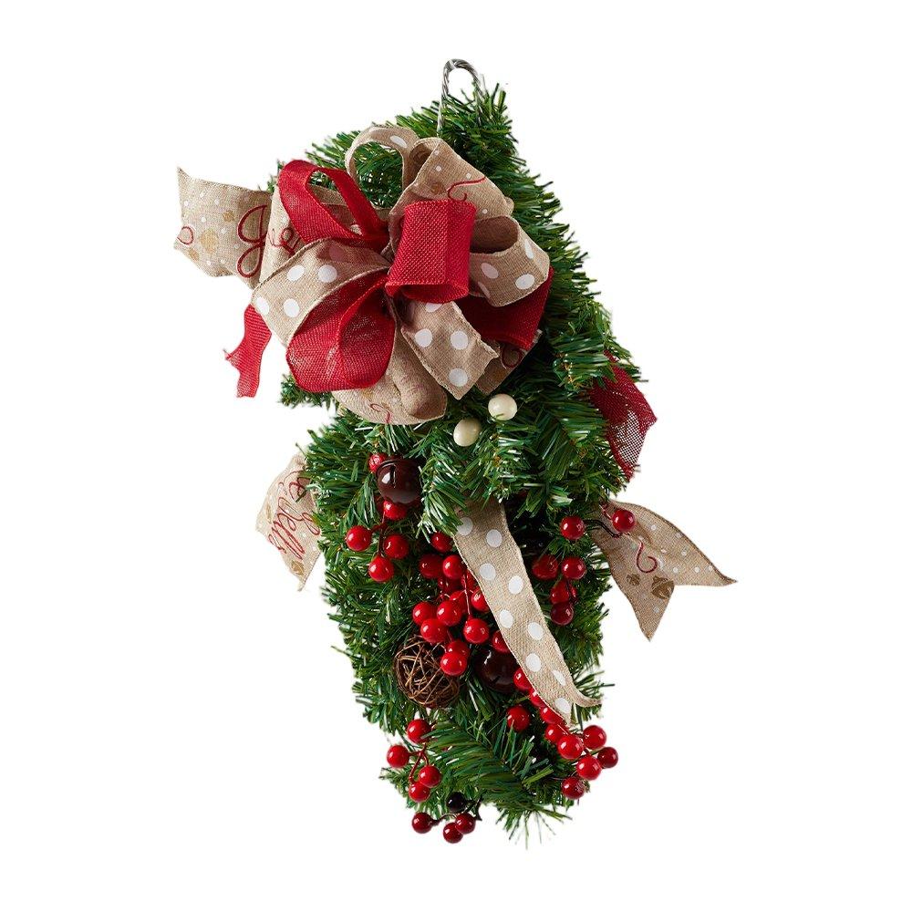 Green - LIFE IDEAS - 60cm Rustic Upside-Down Christmas Swag - 3