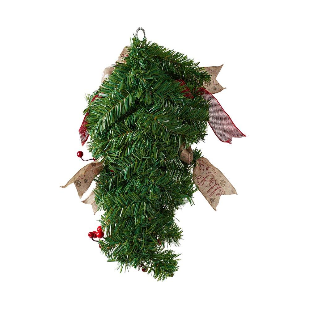 Green - LIFE IDEAS - 60cm Rustic Upside-Down Christmas Swag - 4