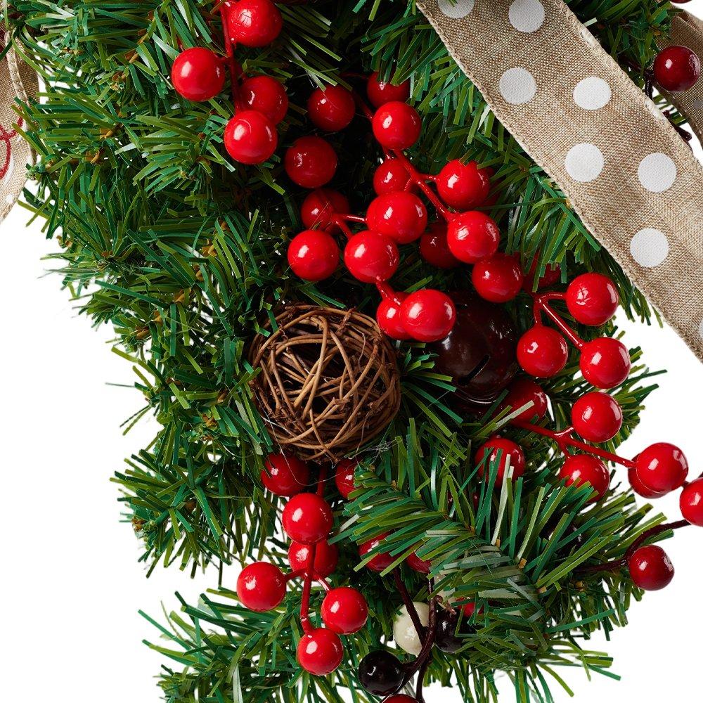 Green - LIFE IDEAS - 60cm Rustic Upside-Down Christmas Swag - 7