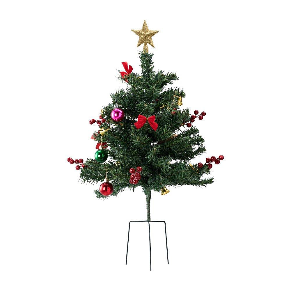 Green - LIFE IDEAS - 75cm PVC Ground-Plug Christmas Tree - 1